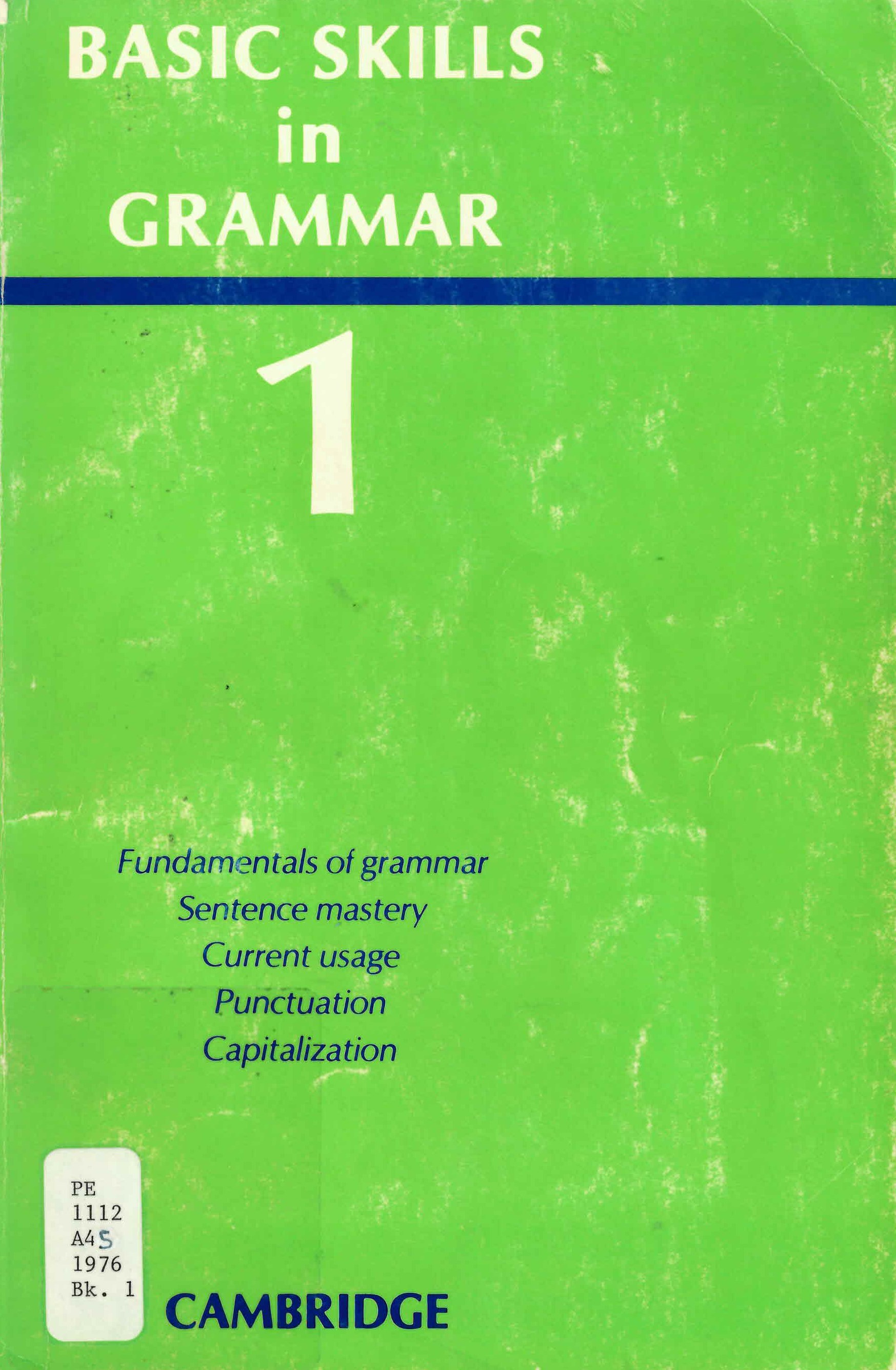 Basic skills in grammar: : handbook of English grammar /