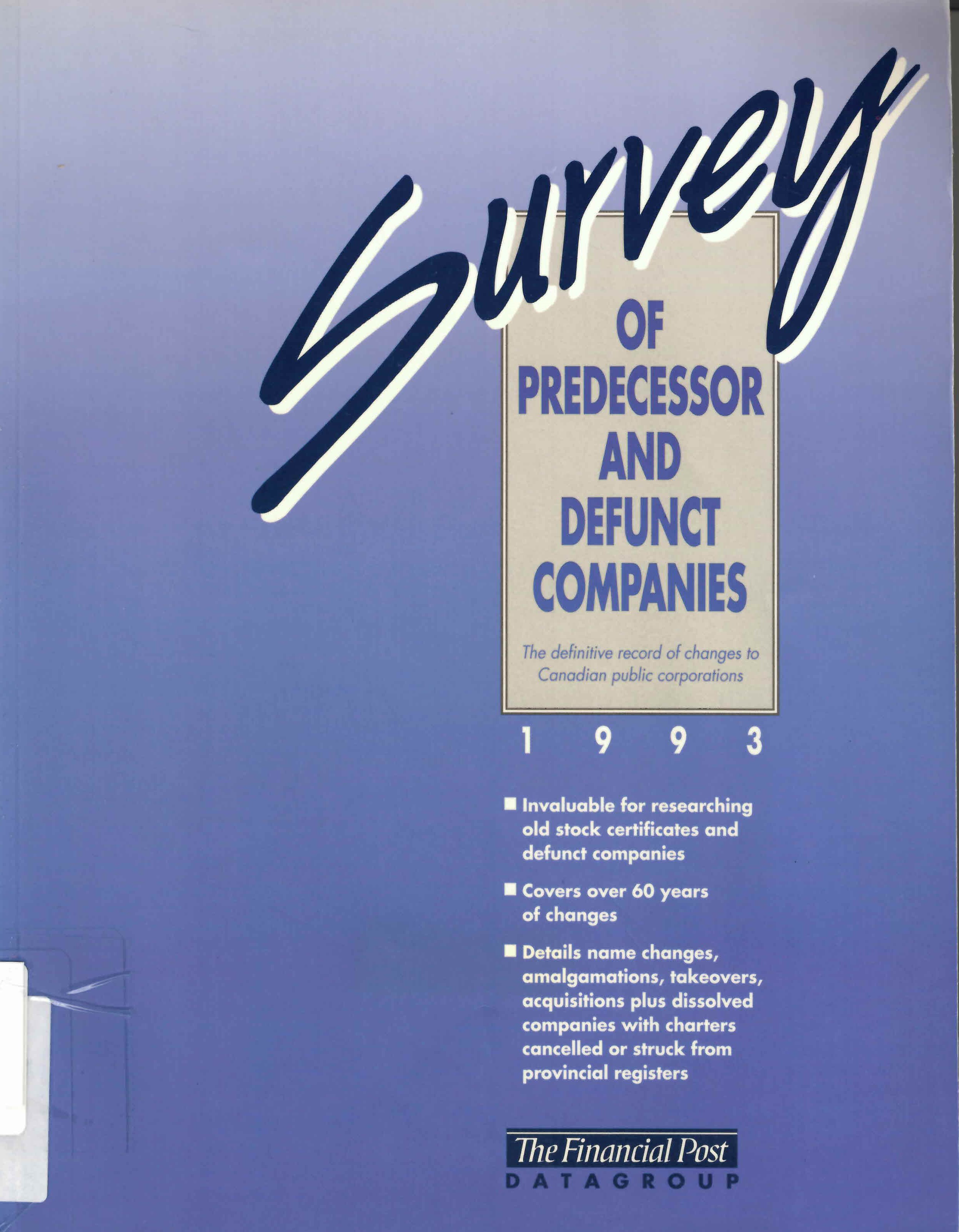 Survey of predecessor and defunct companies. --