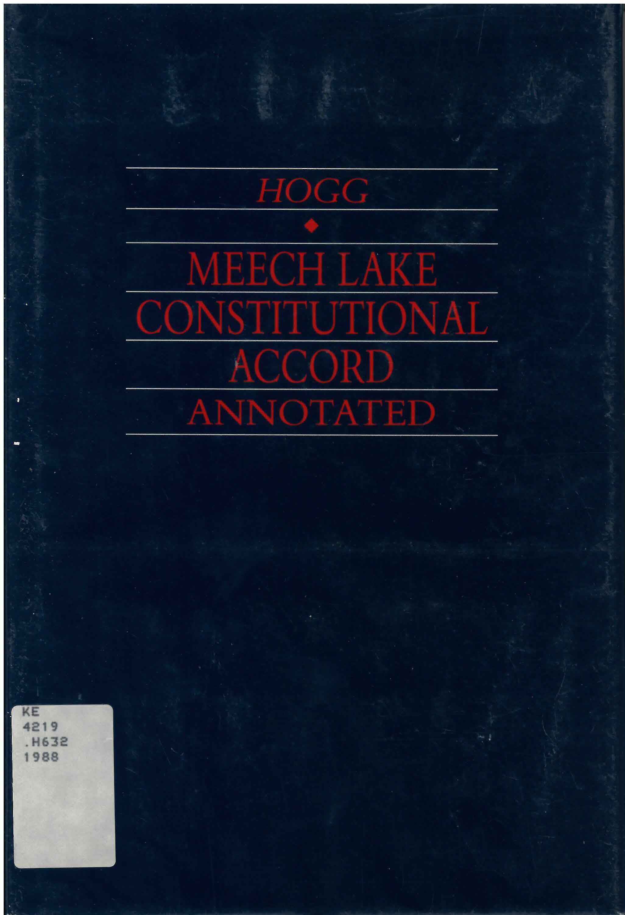 Meech Lake Constitutional Accord annotated