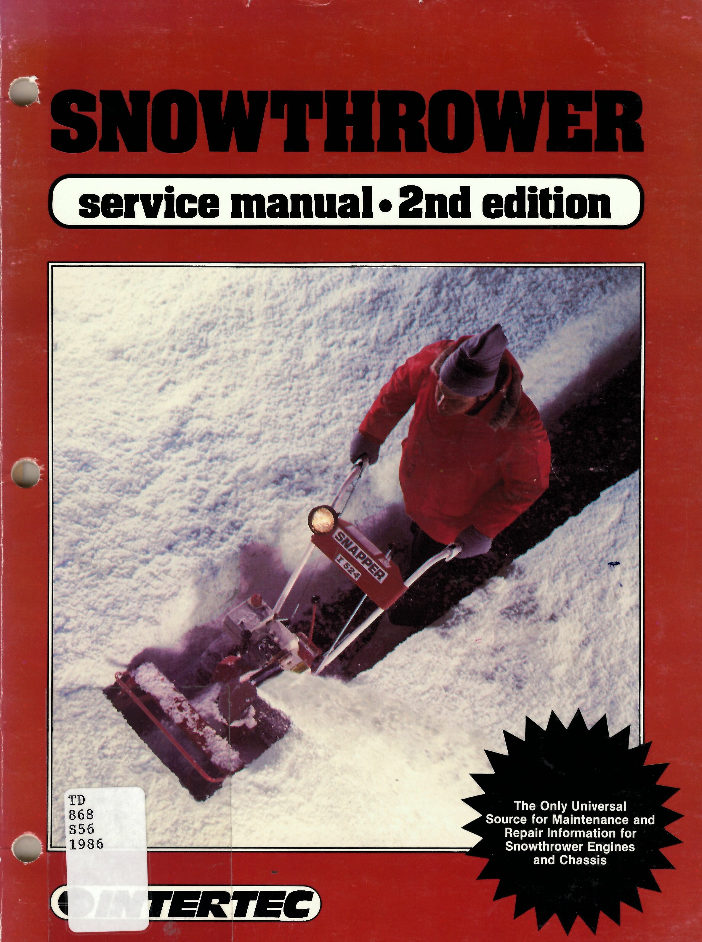 Snowthrower service manual.