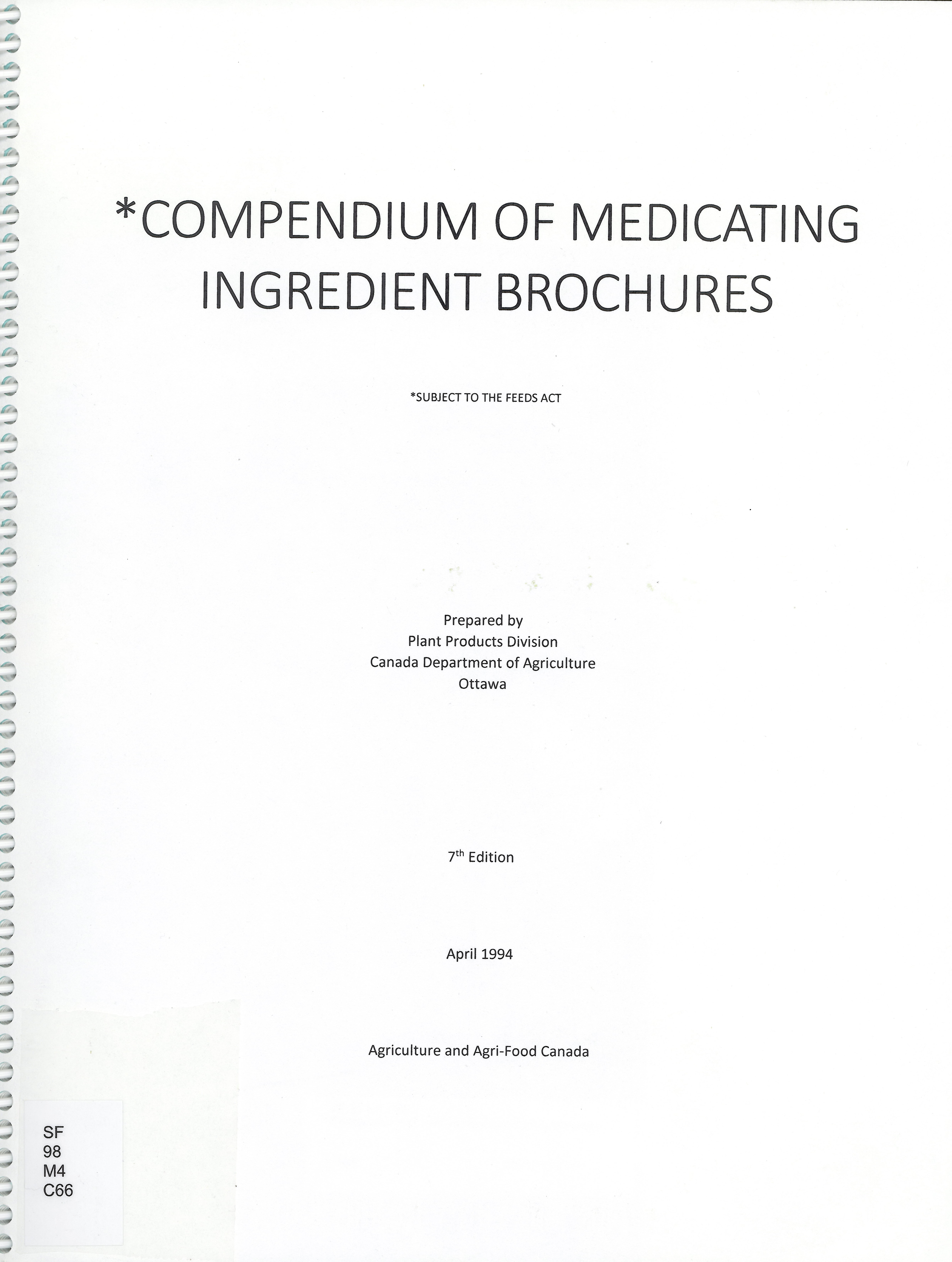Compendium of medicating ingredient brochures