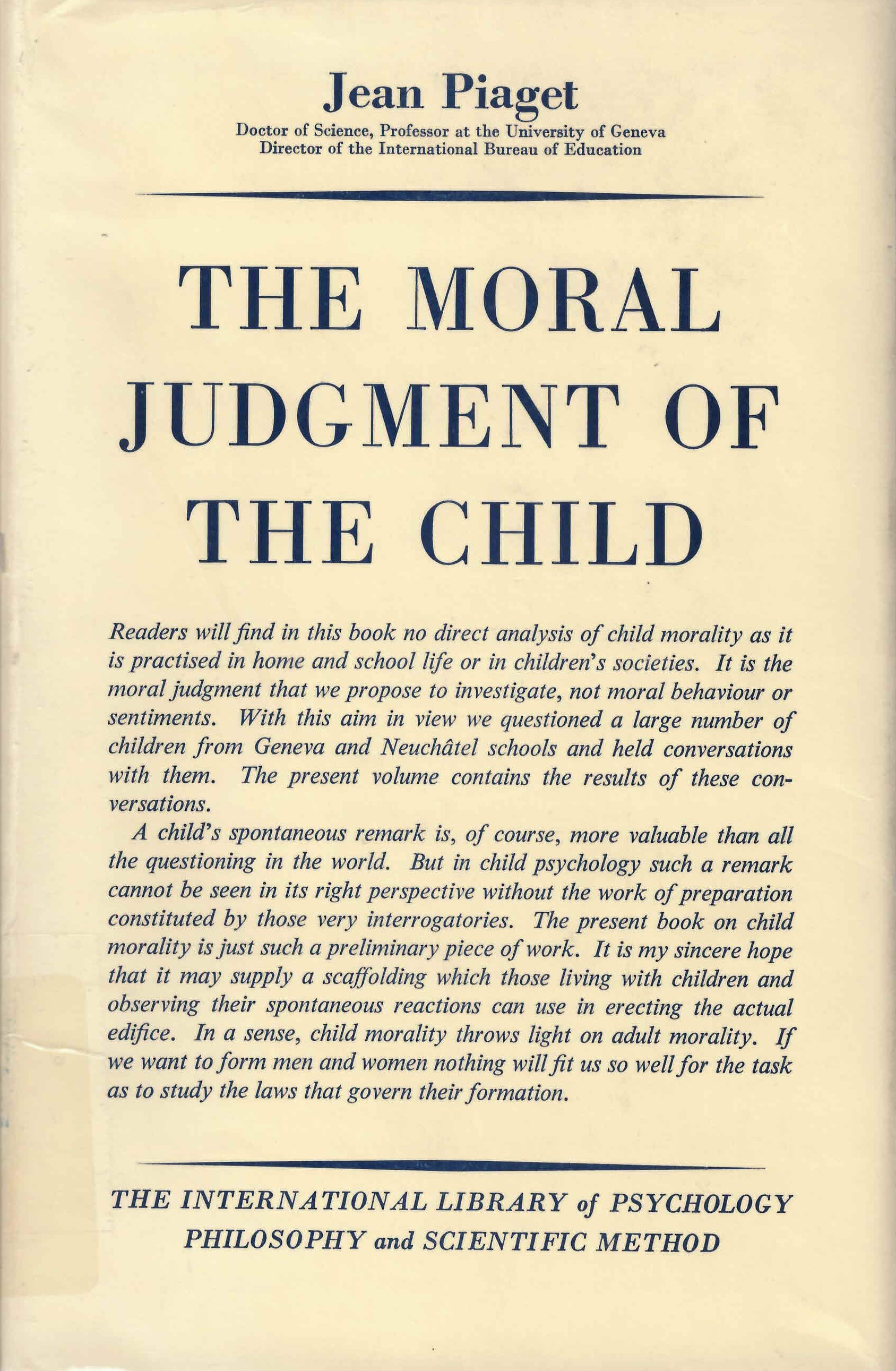 The moral judgment of the child