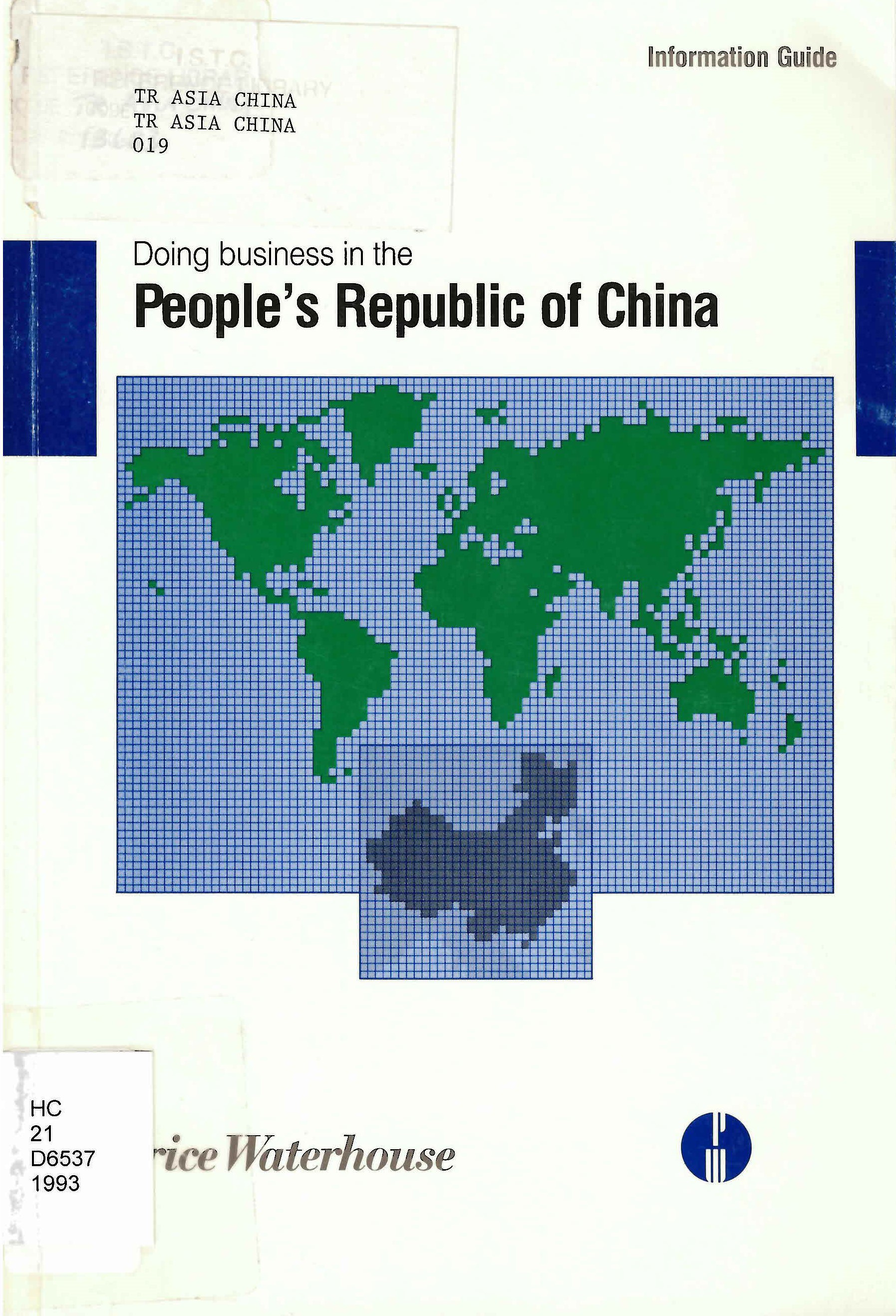 Doing business in the People's Republic of China