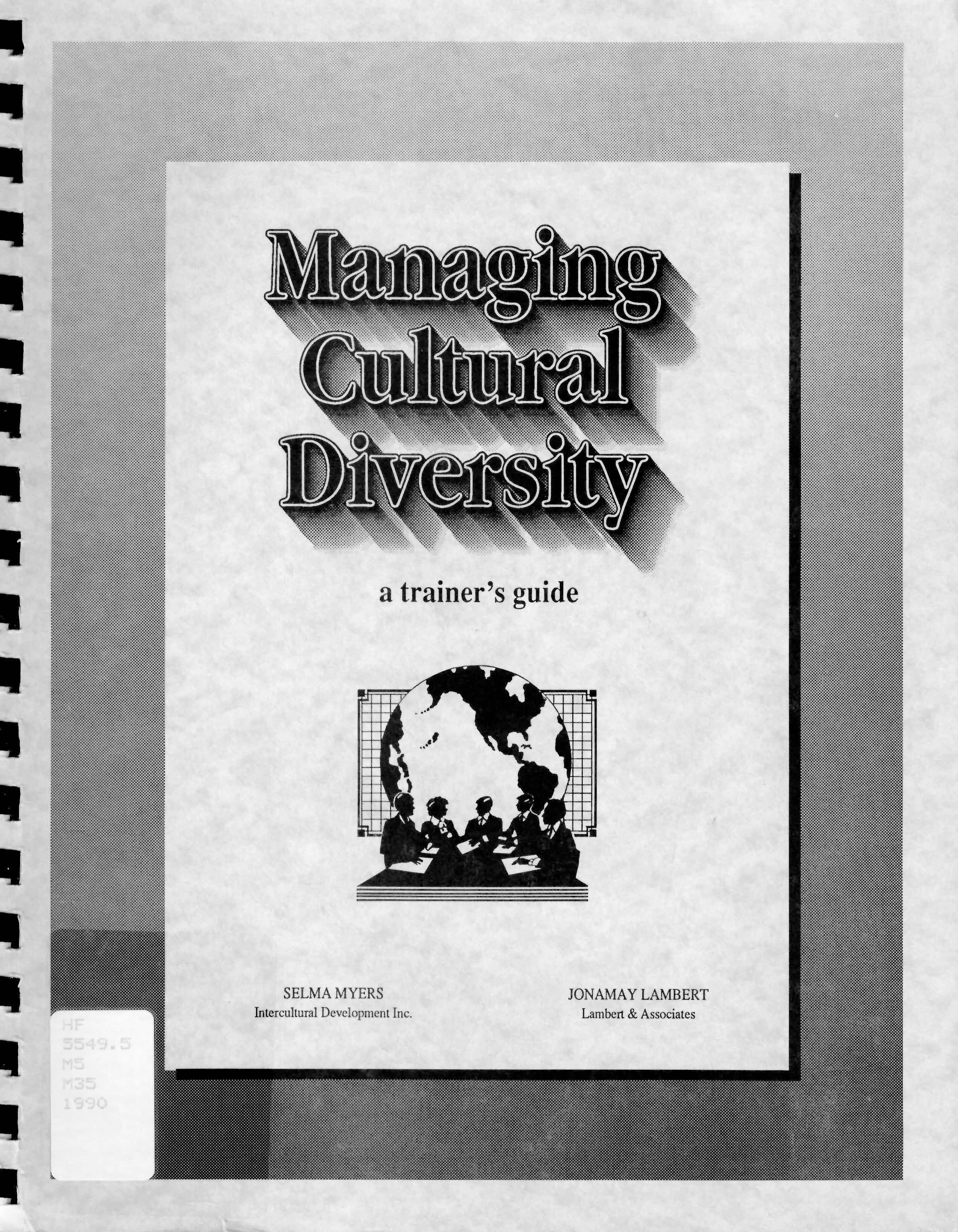 Managing cultural diversity: : a trainer's guide