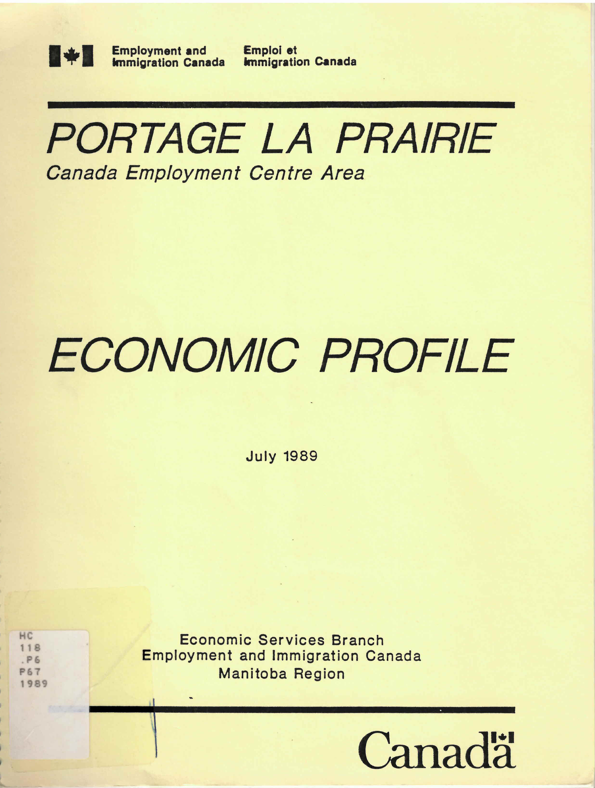 Portage La Prairie: : Canada Employment Centre Area economic  profile