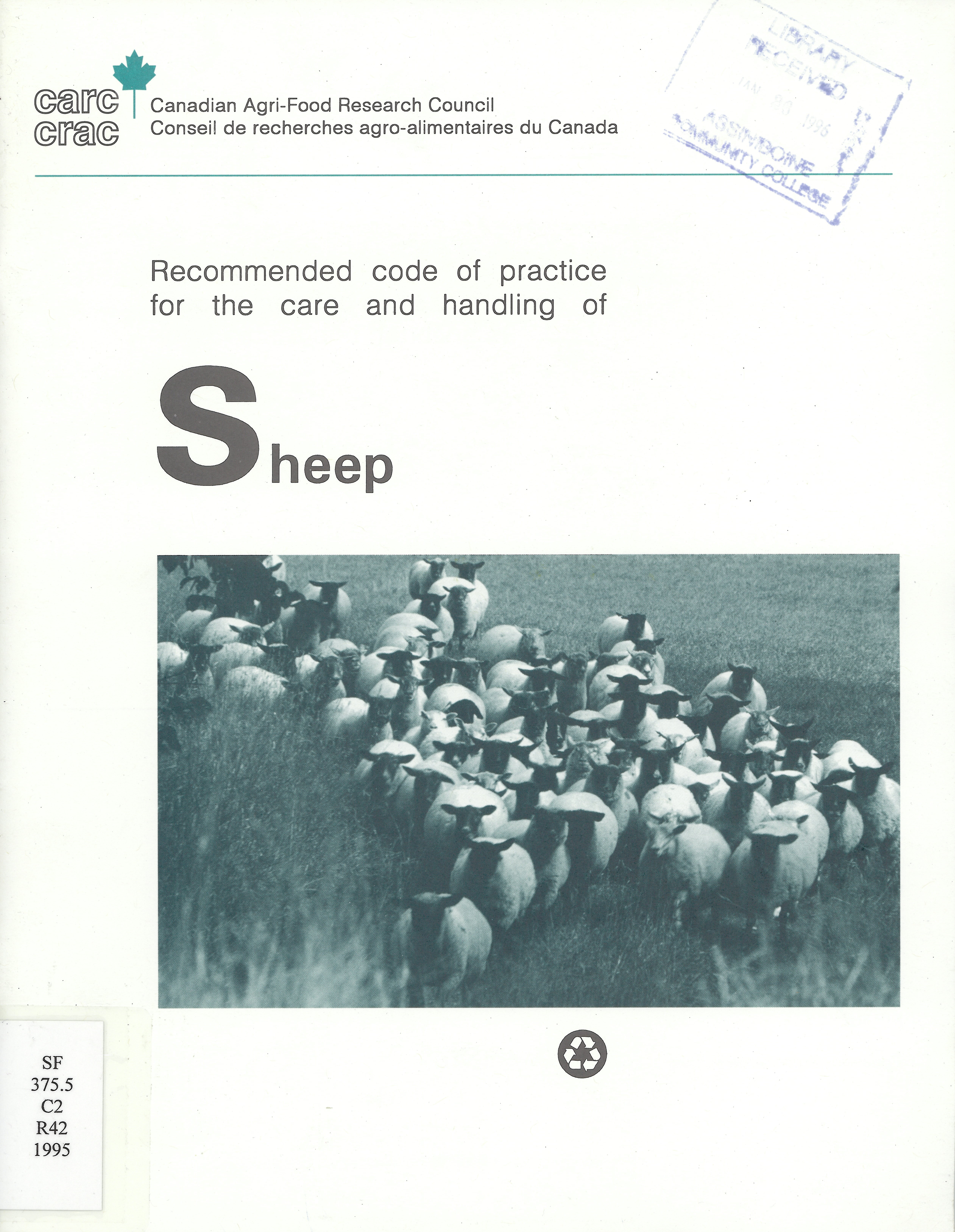 Recommended code of practice for the care and handling of sheep