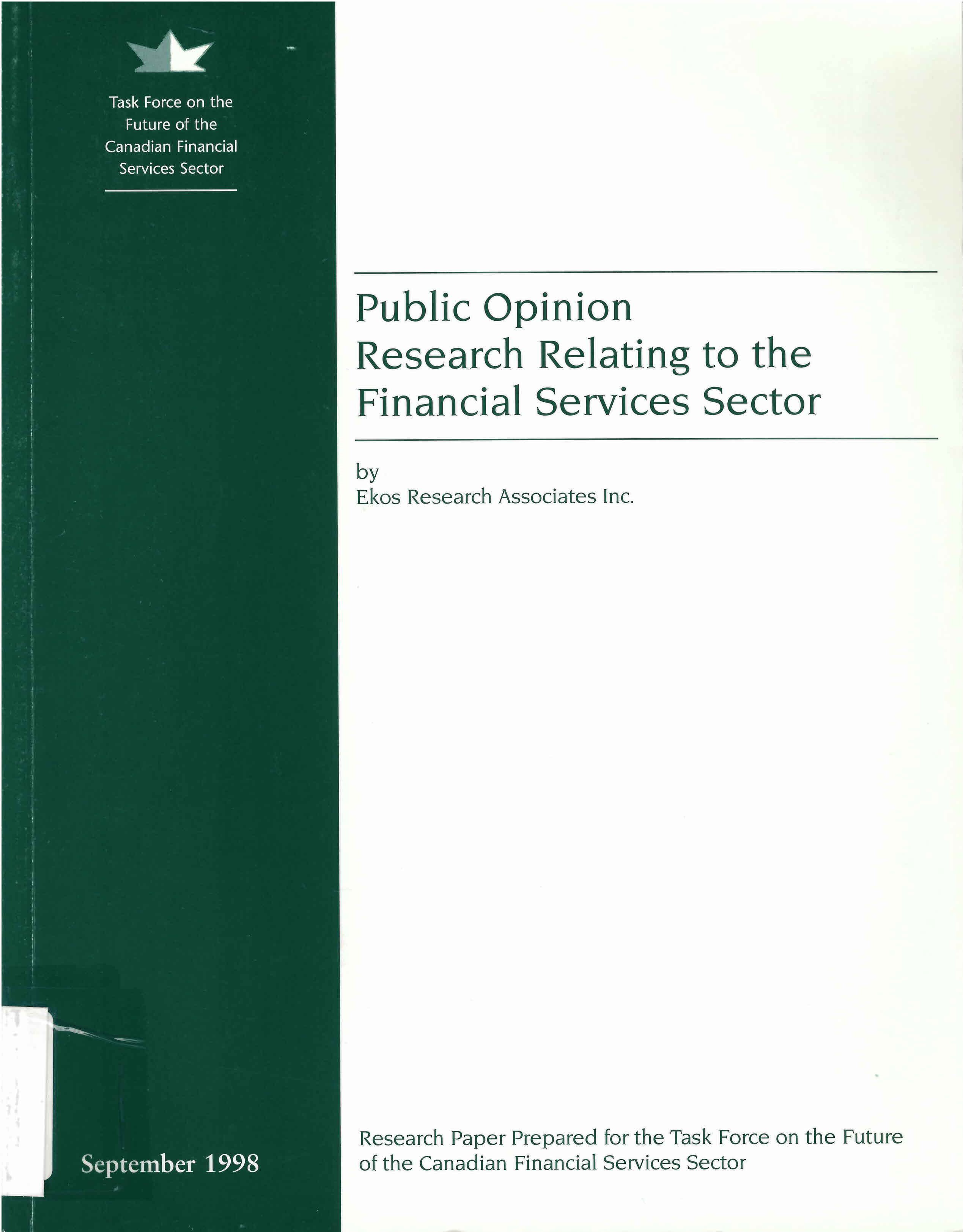 Public opinion research relating to the financial services sector