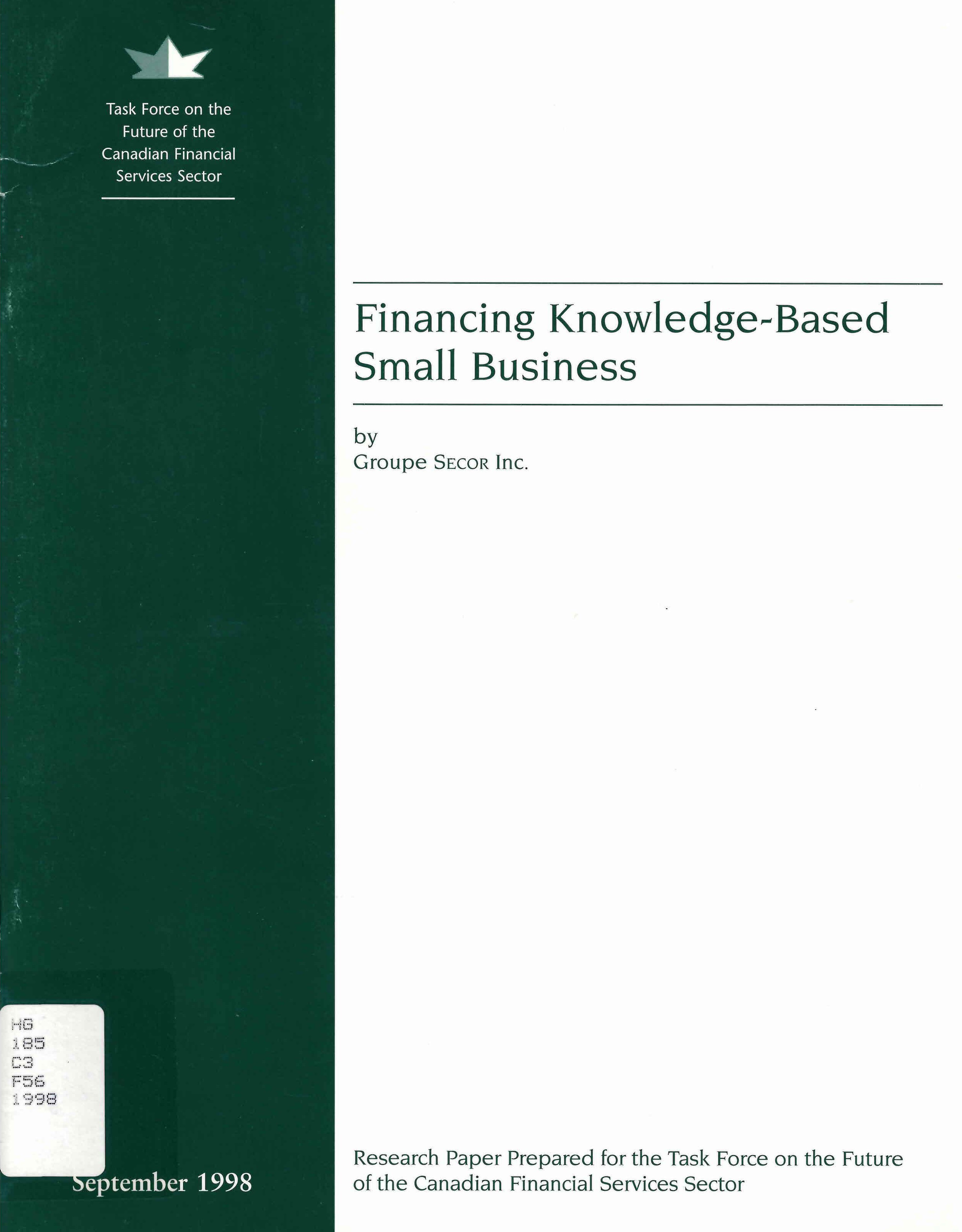 Financing knowledge-based small business