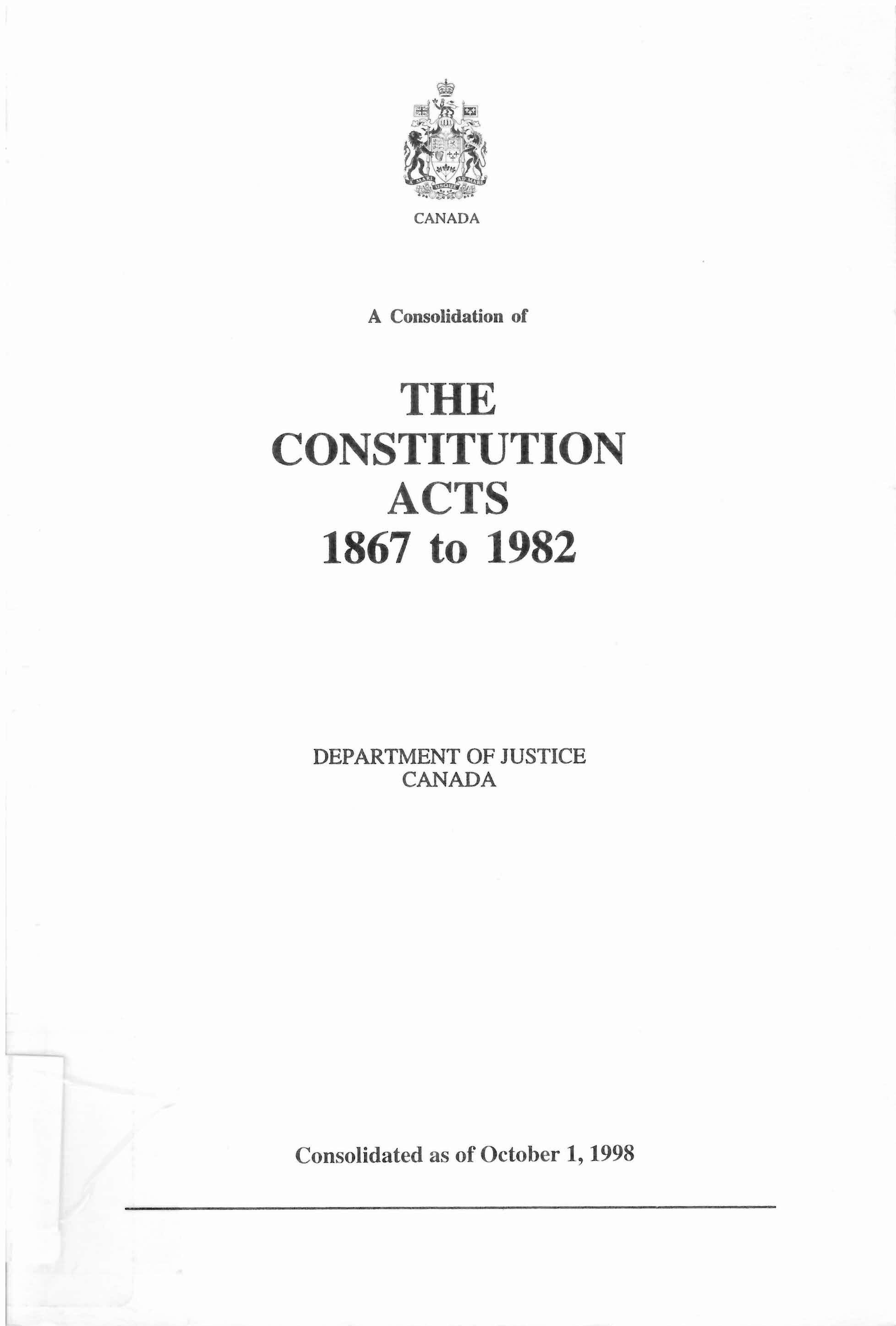 A consolidation of the Constitution Acts, 1867 to 1982