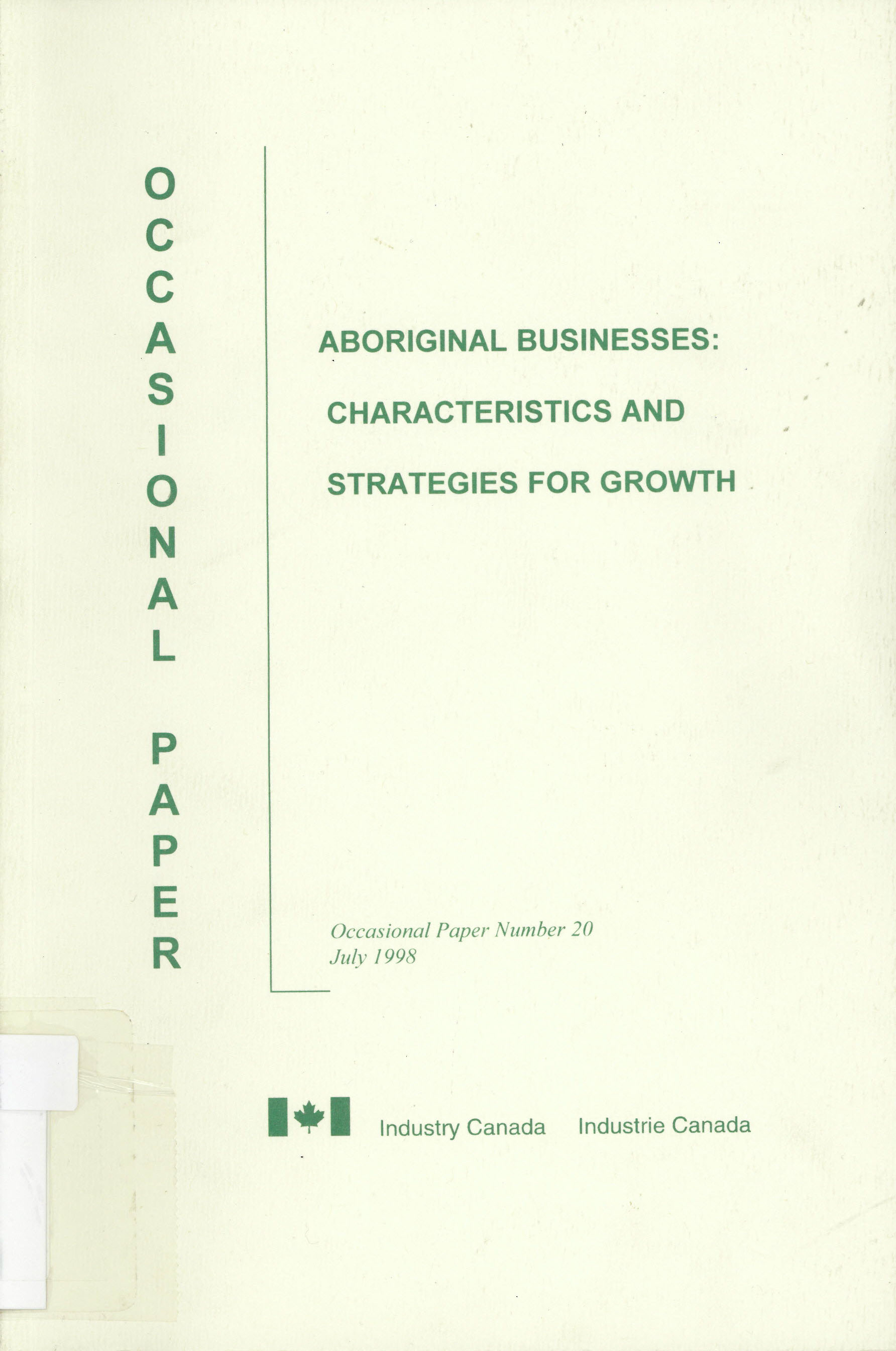 Aboriginal businesses: : characteristics and strategies for growth /