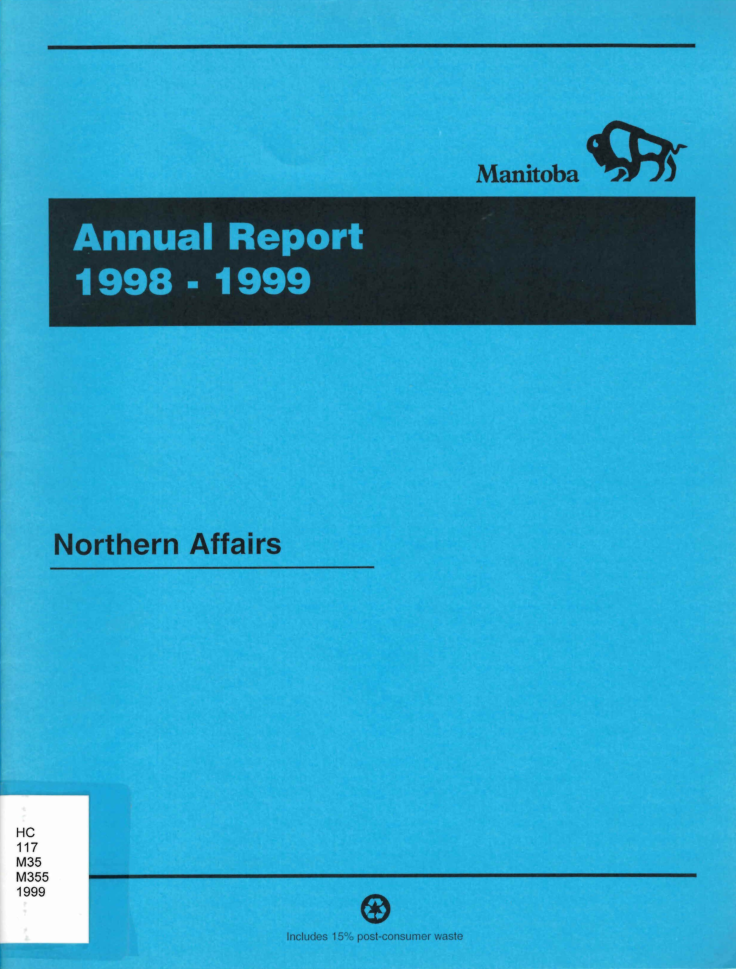 Manitoba Department of Northern Affairs annual report.