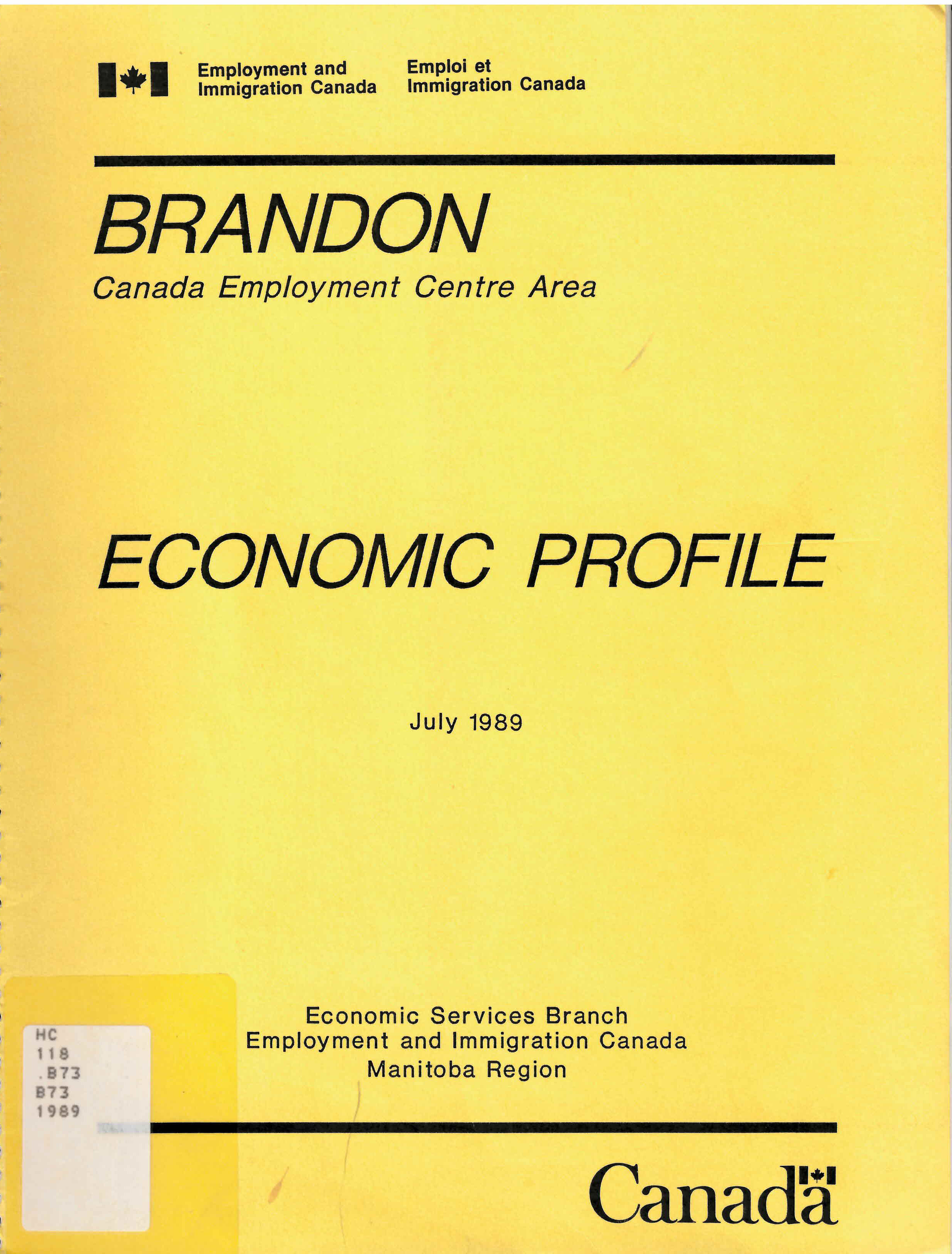 Brandon Canada Employment Centre Area economic profile