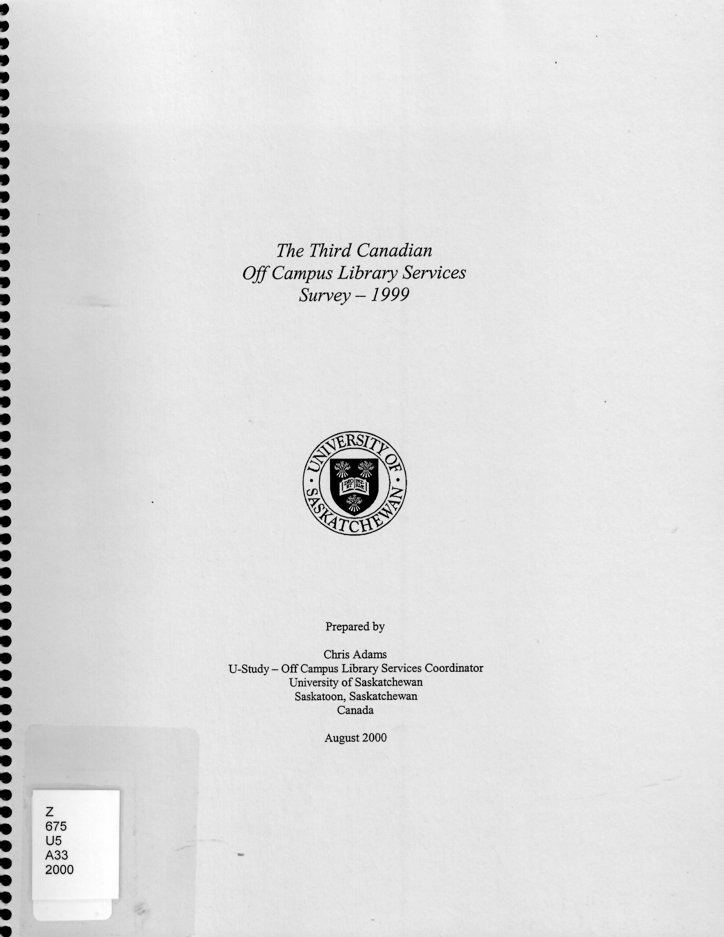 The third Canadian off campus library services survey - 1999