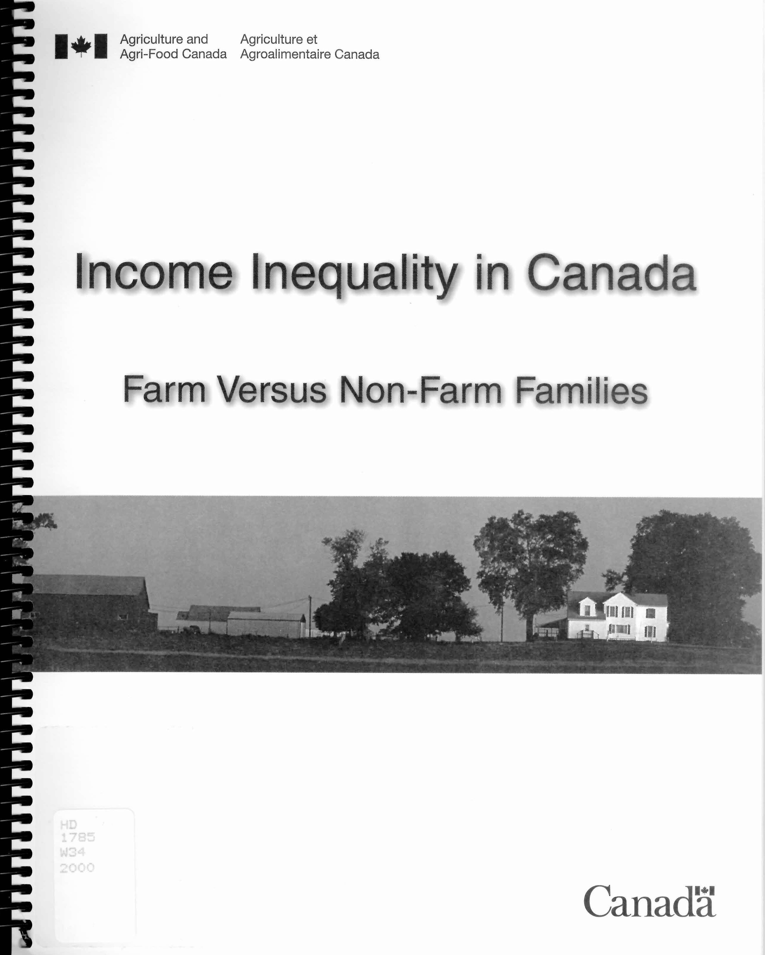 Income inequality in Canada: : farm versus non-farm families, 1985 to 1995.