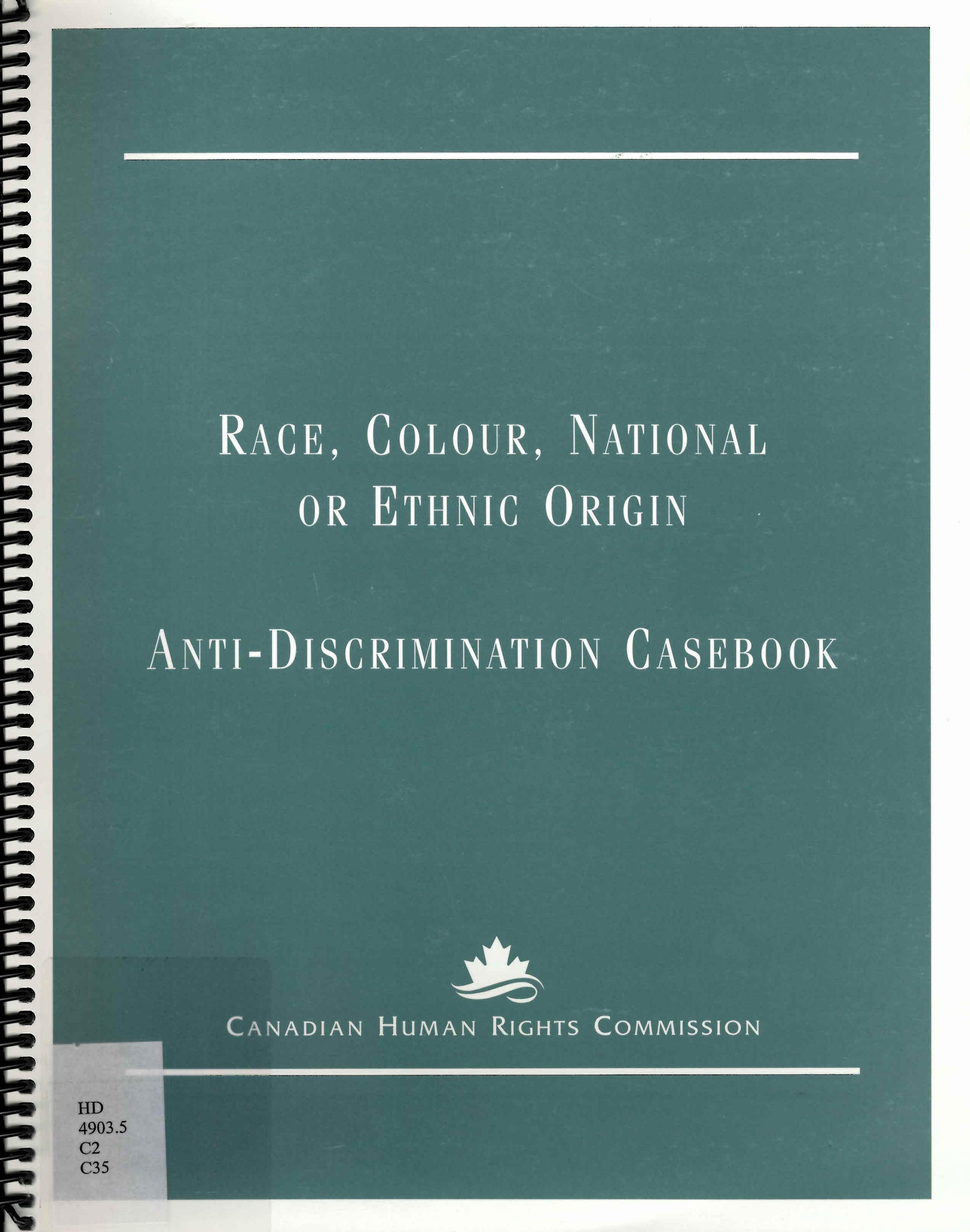 Race, colour, national or ethnic origin : anti-discrimination casebook