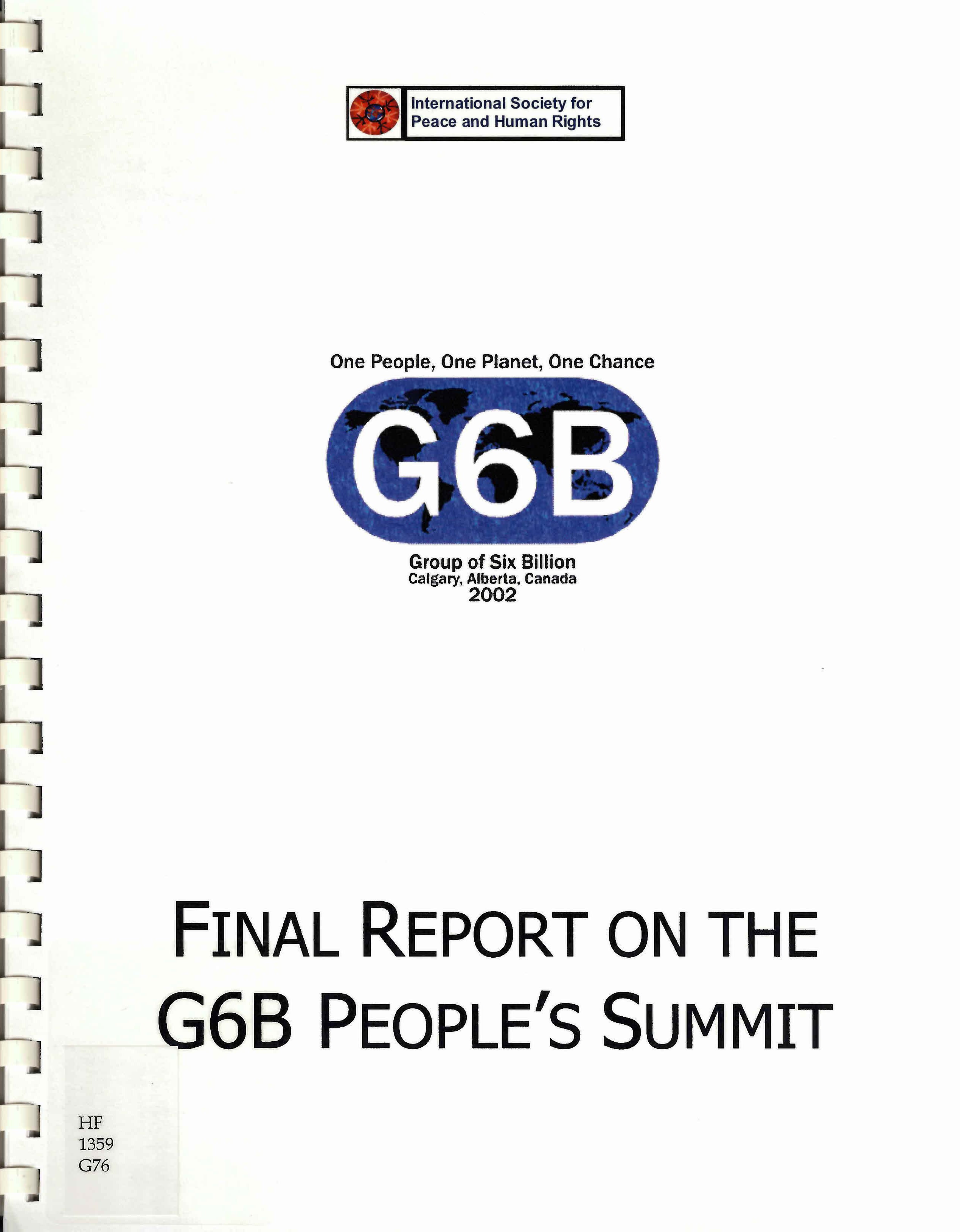 Final report on the G6B people's summit
