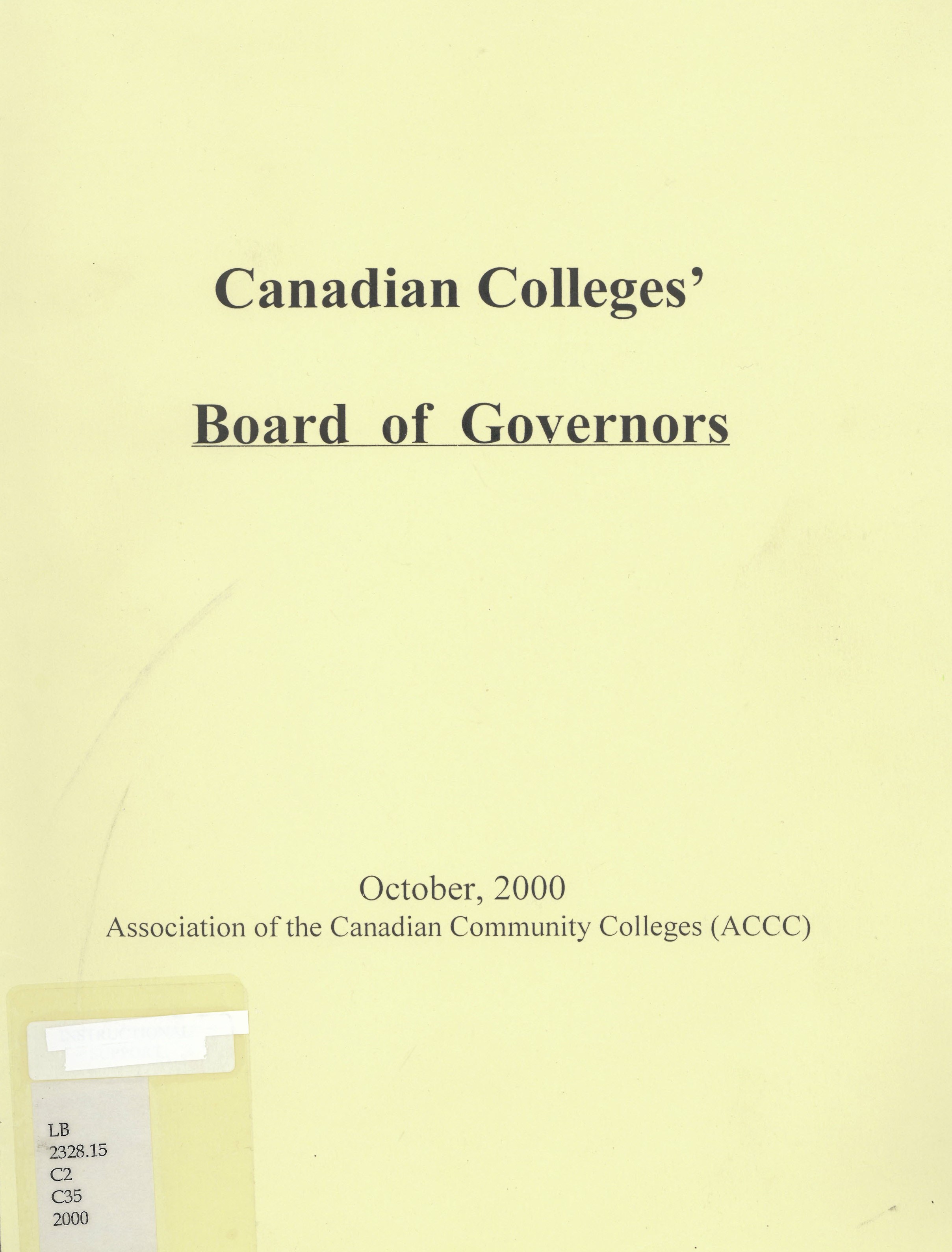Canadian colleges' : Board of Governors