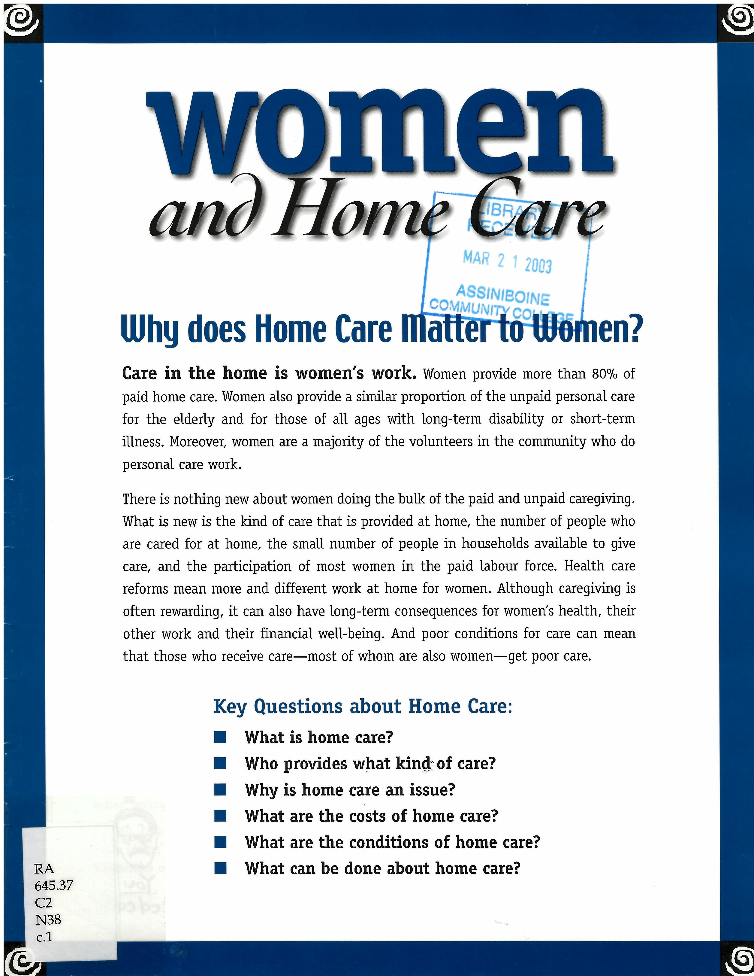 Women and home care