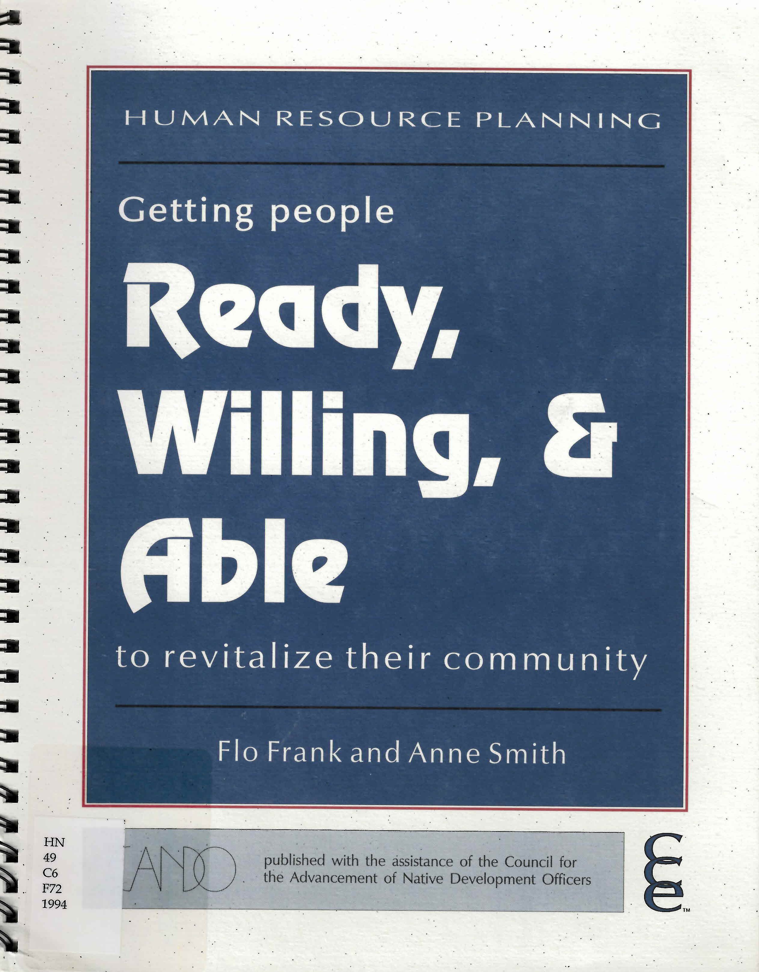 Human resource planning : getting people, ready, willing, and able to revitalize their community