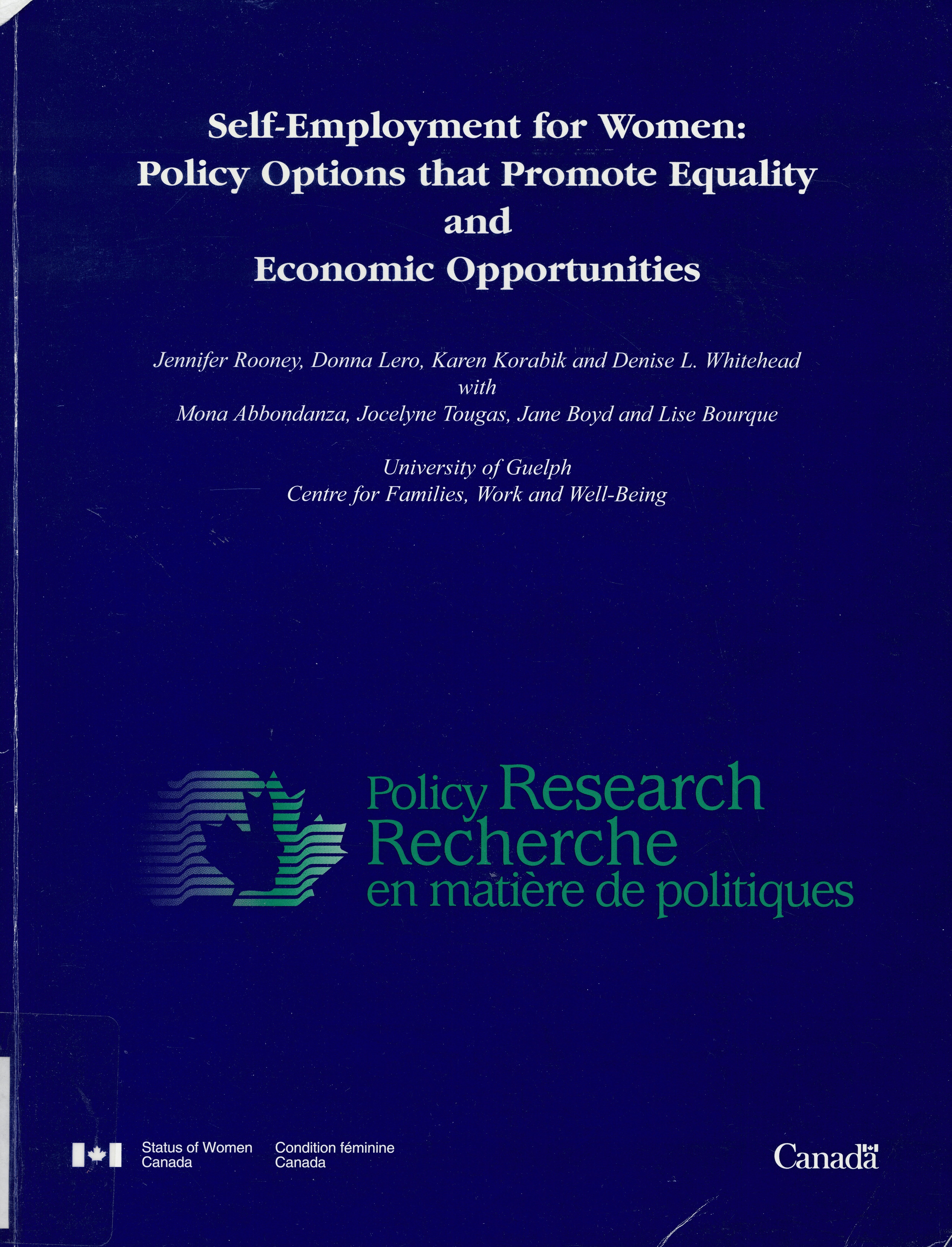 Self-employment for women : policy options that promote equality and economic opportunities