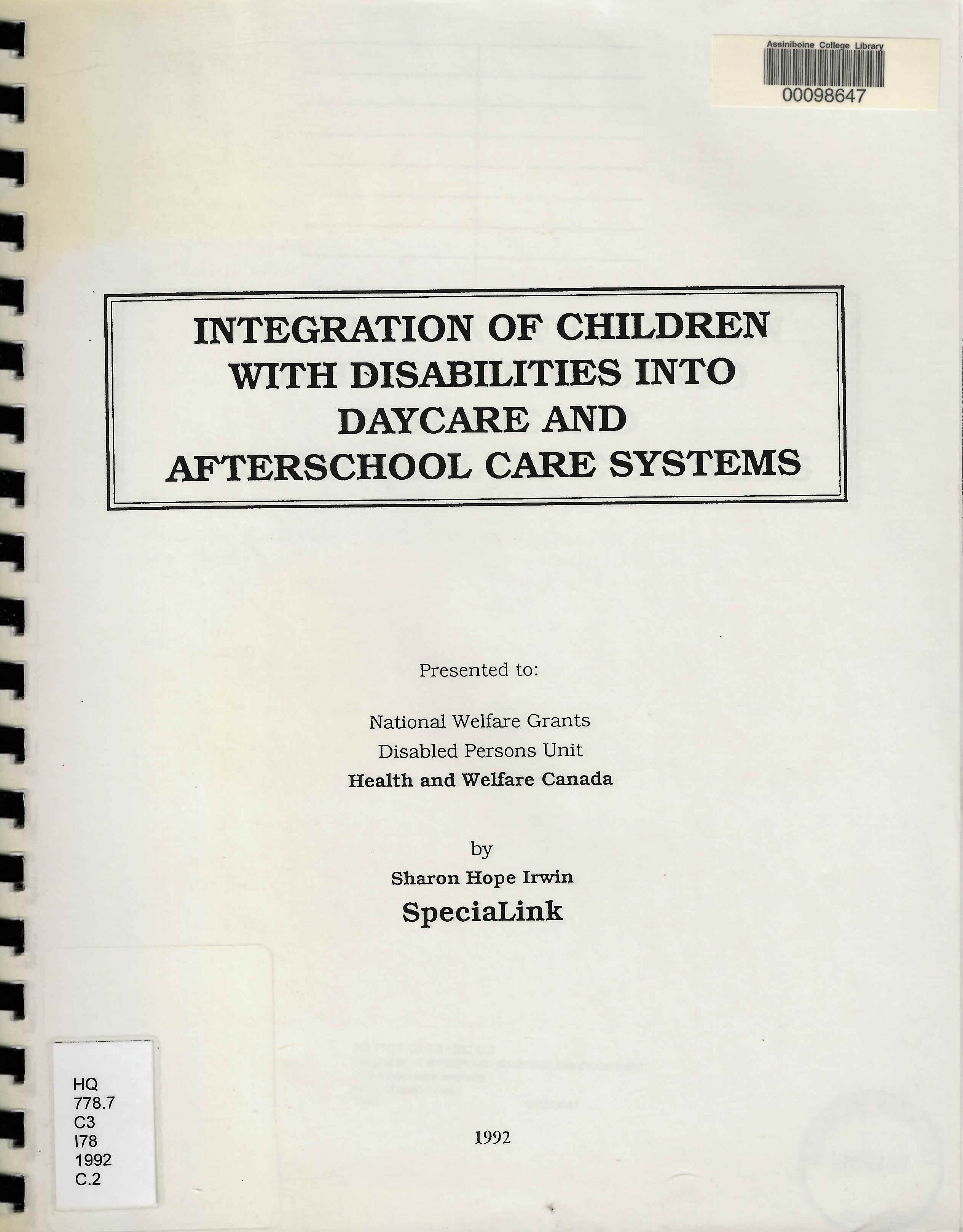 Integration of children with disabilities into daycare and afterschool care systems