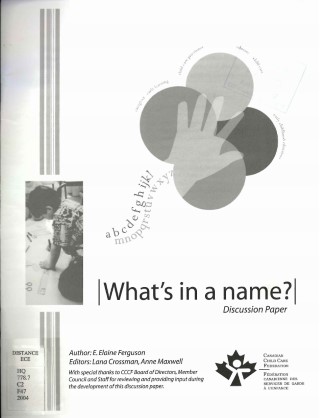 What's in a name? = Que doit refleter un nom : discussion paper = document de discussion