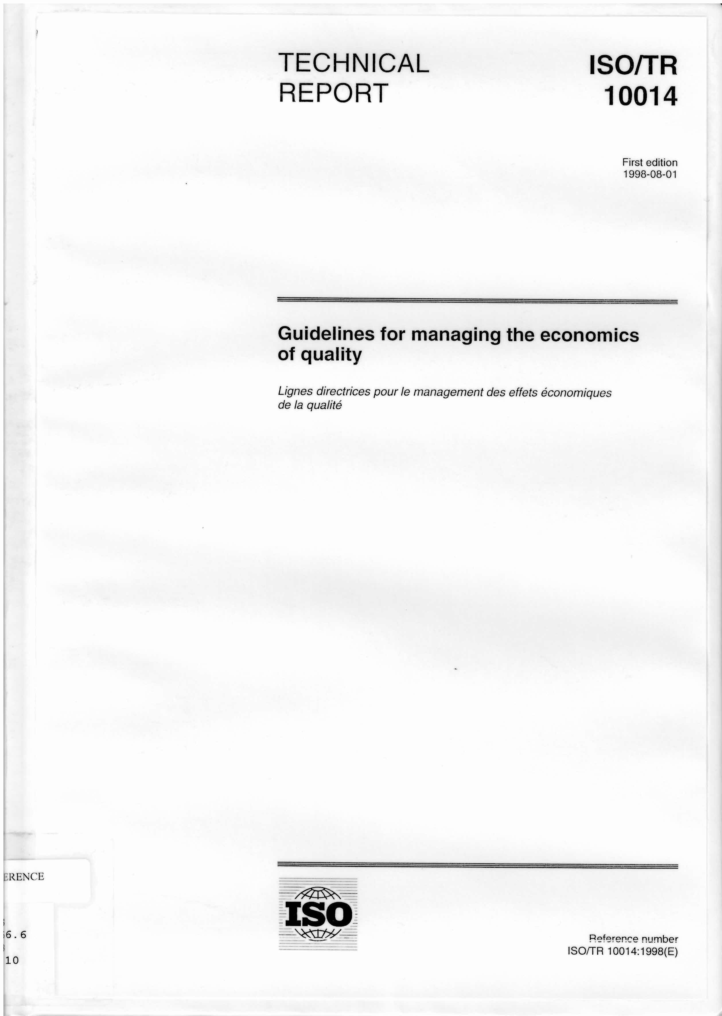 Guidelines for managing the economics of quality = Lignes directrices pour le management des effets economiques de la qualite