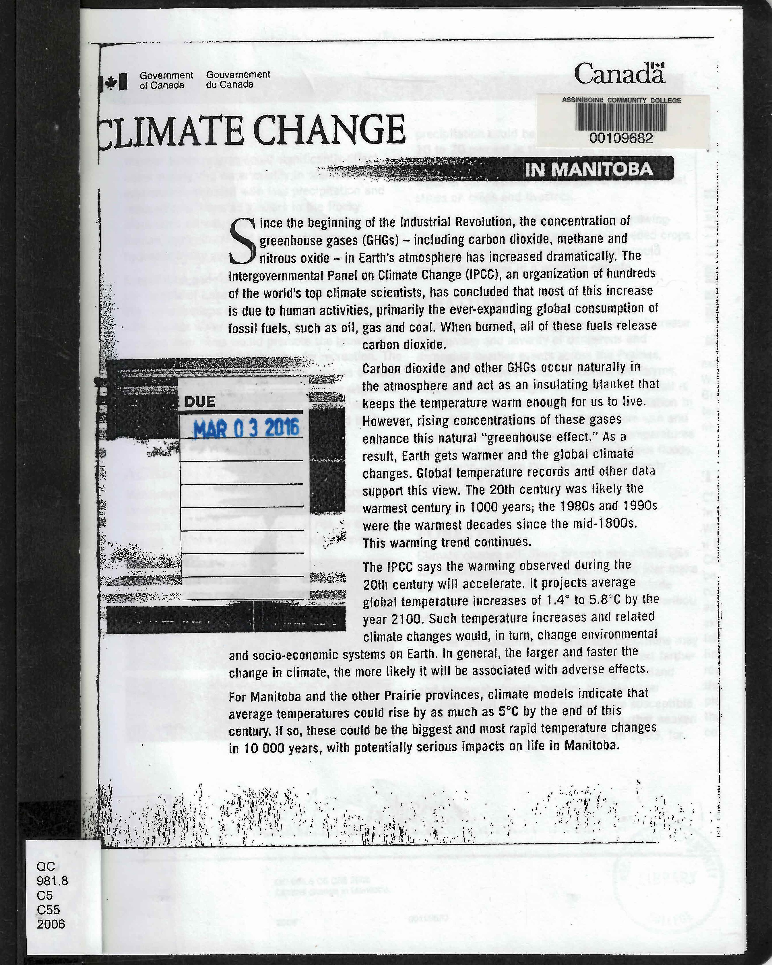 Climate change in Manitoba.