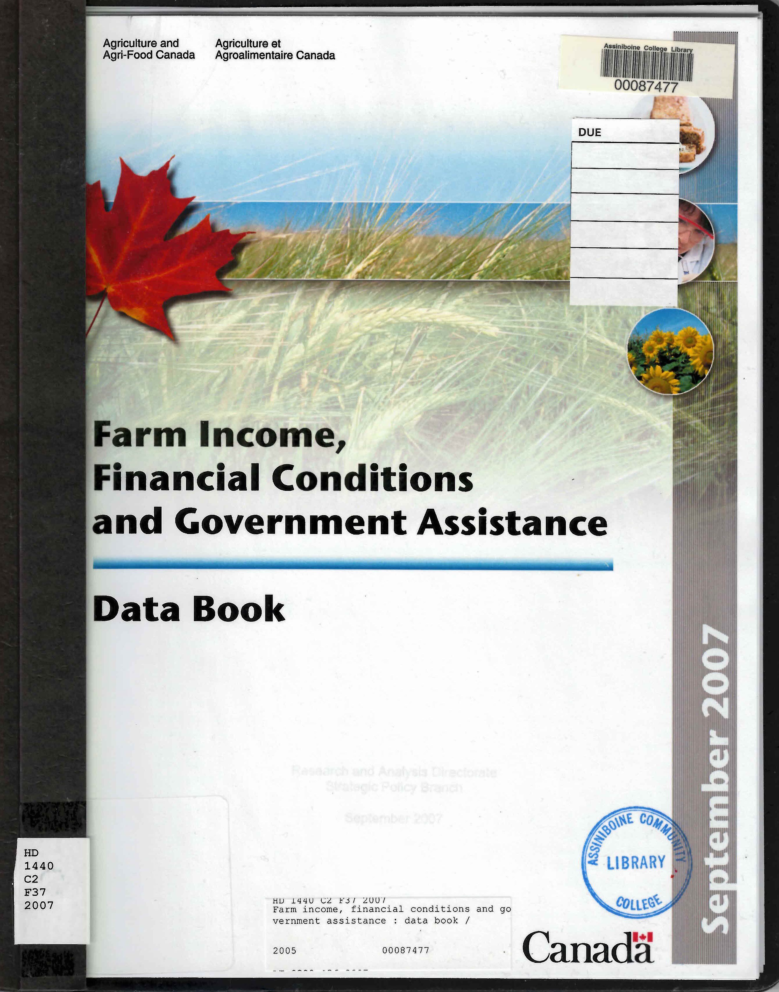 Farm income, financial conditions and government assistance : data book