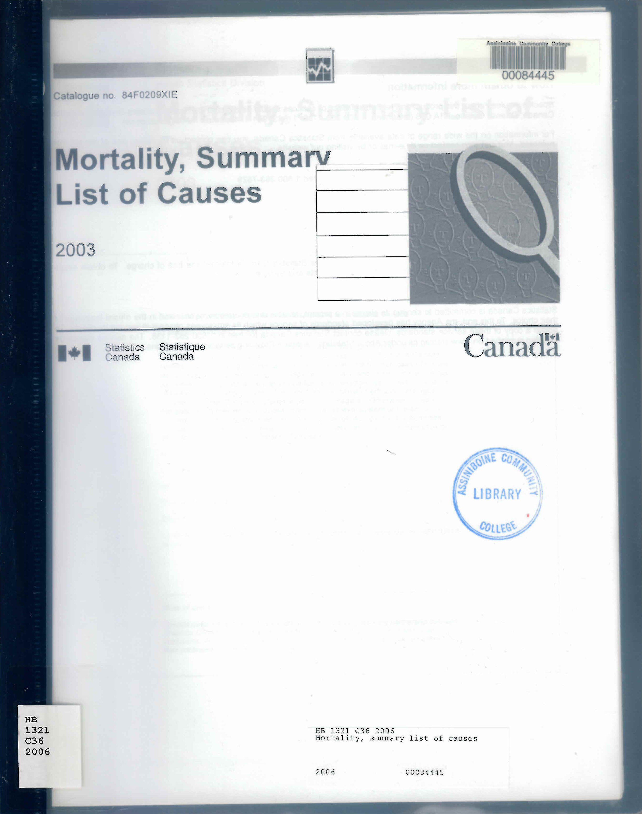 Mortality, summary list of causes