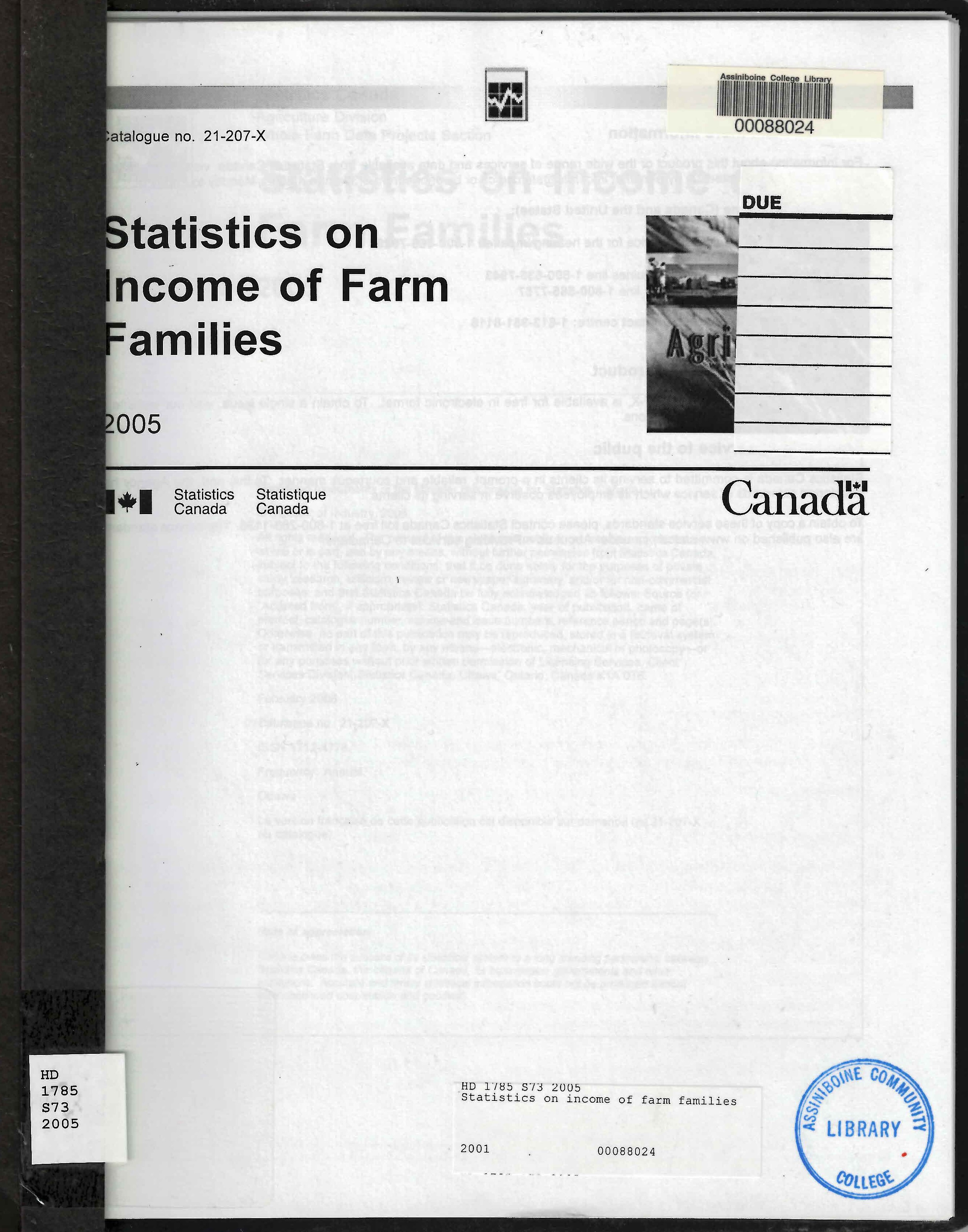 Statistics on income of farm families