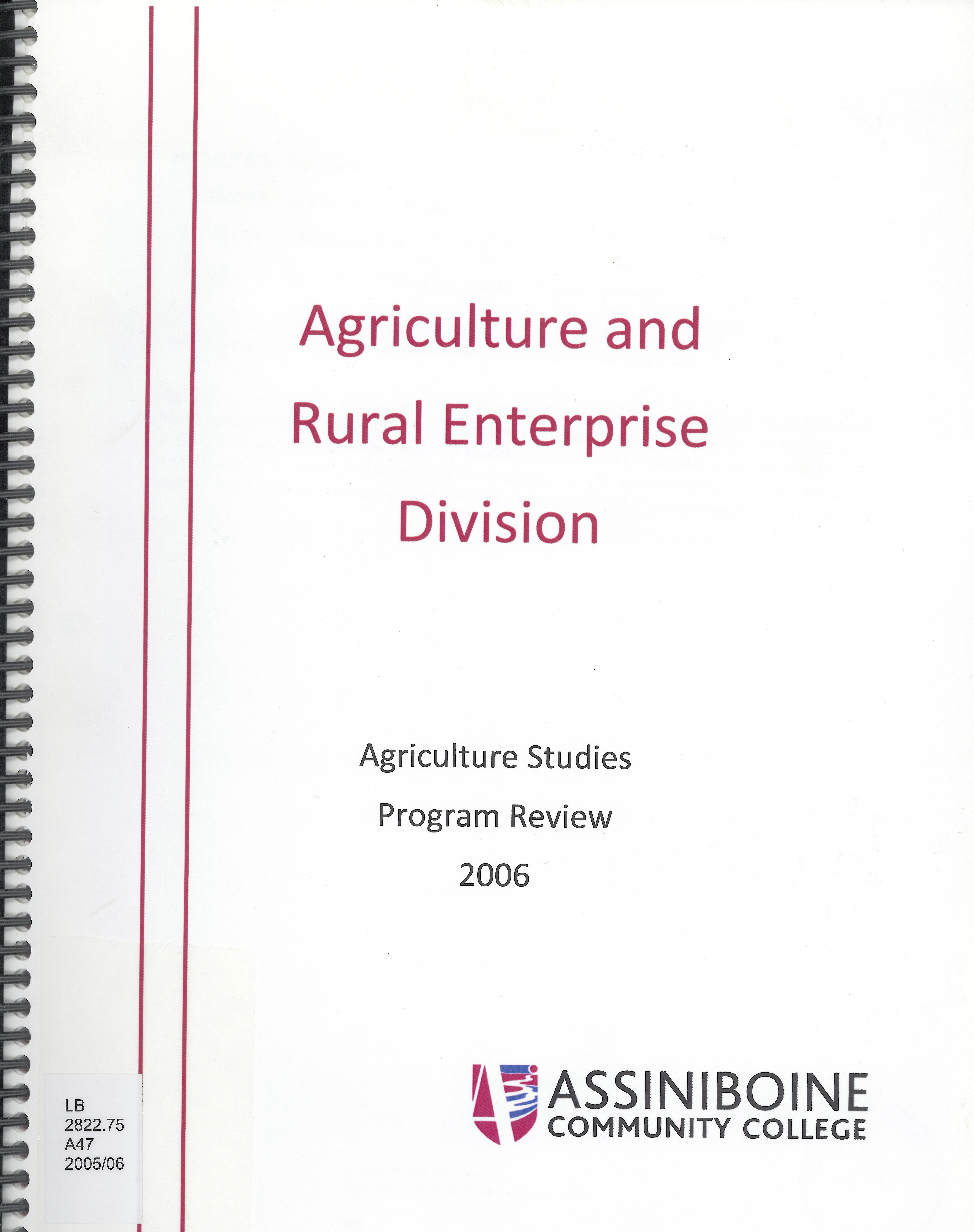 Agriculture studies certificate : program review
