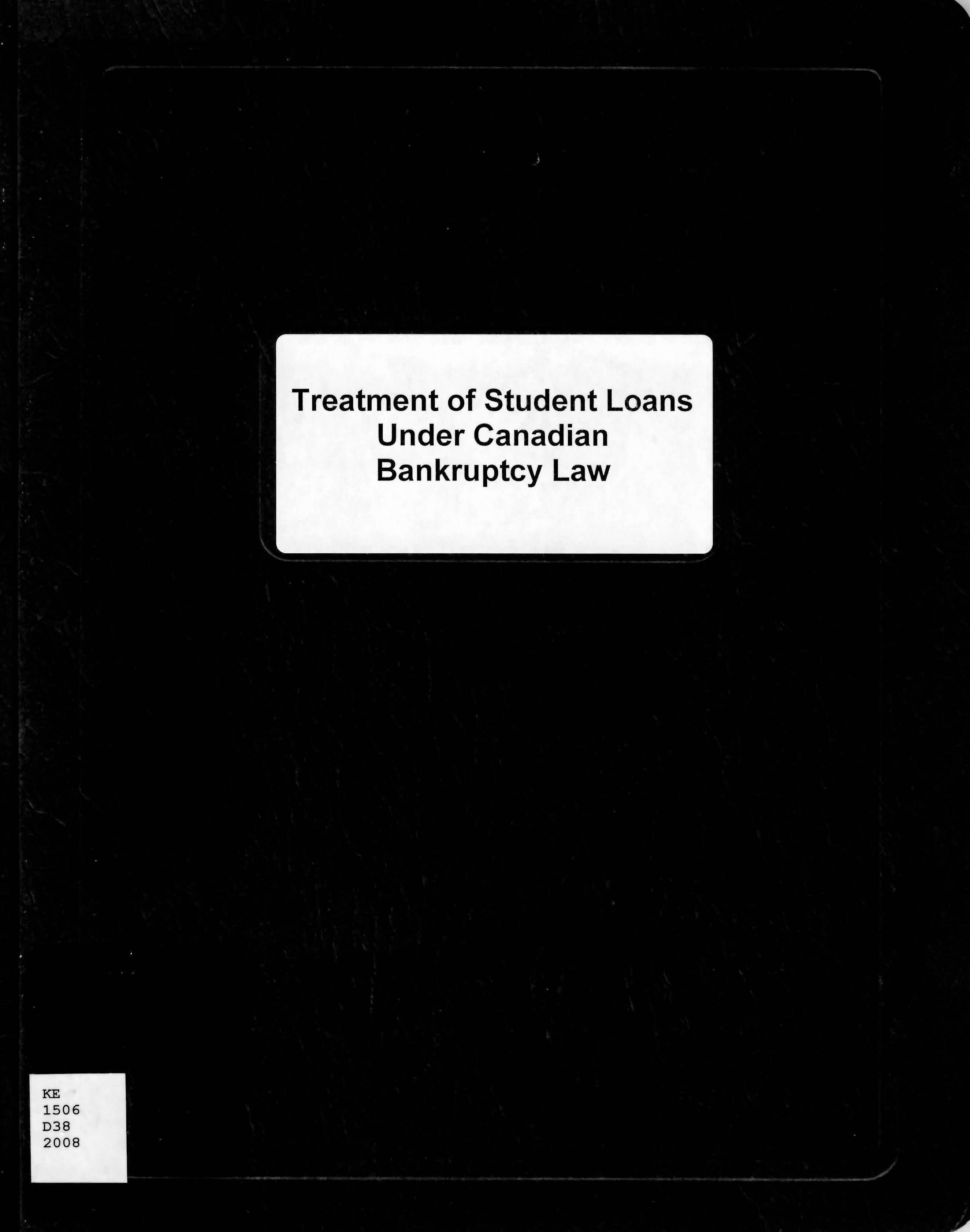 Treatment of student loans under Canadian bankruptcy law