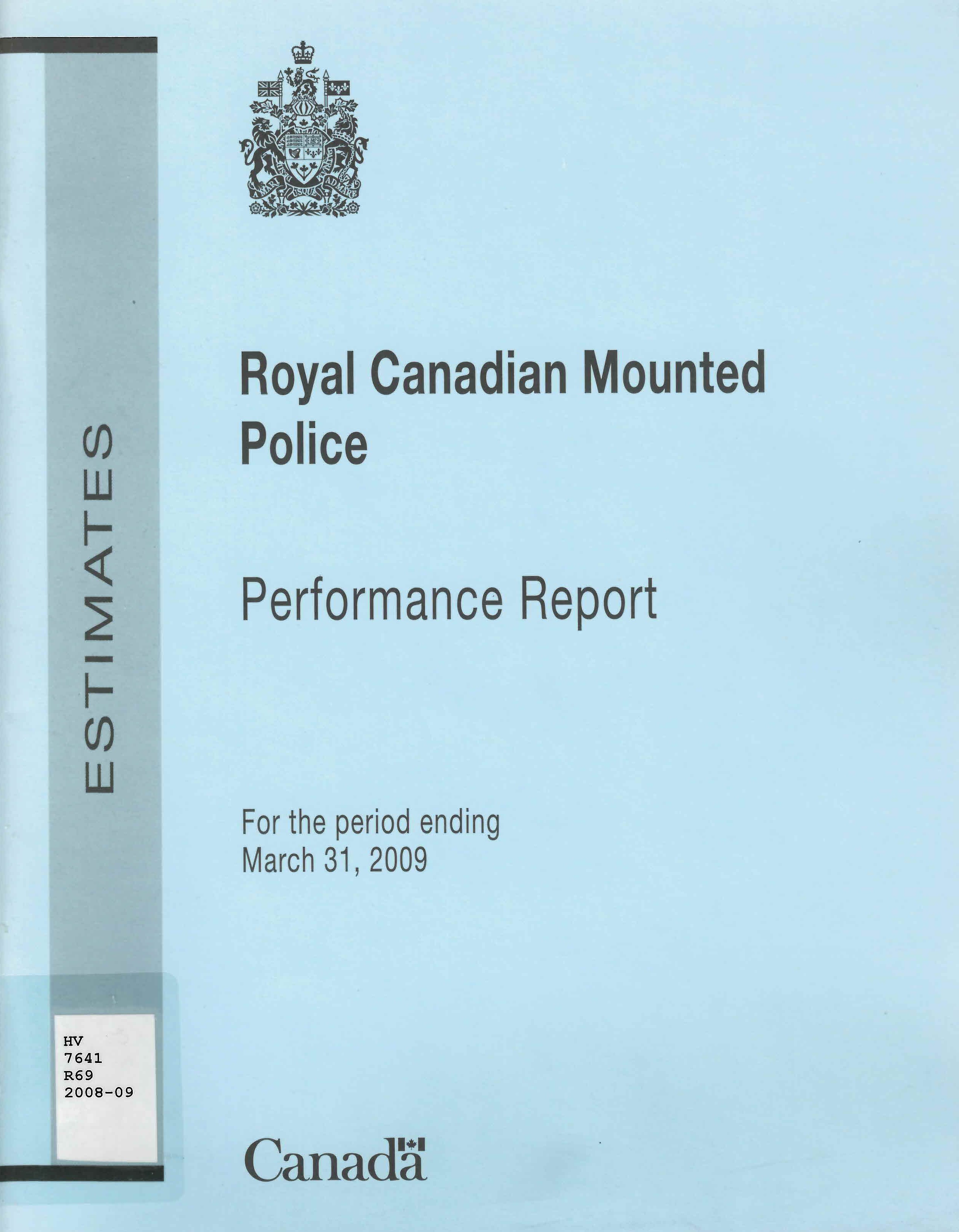 Royal Canadian Mounted Police : departmental performance report