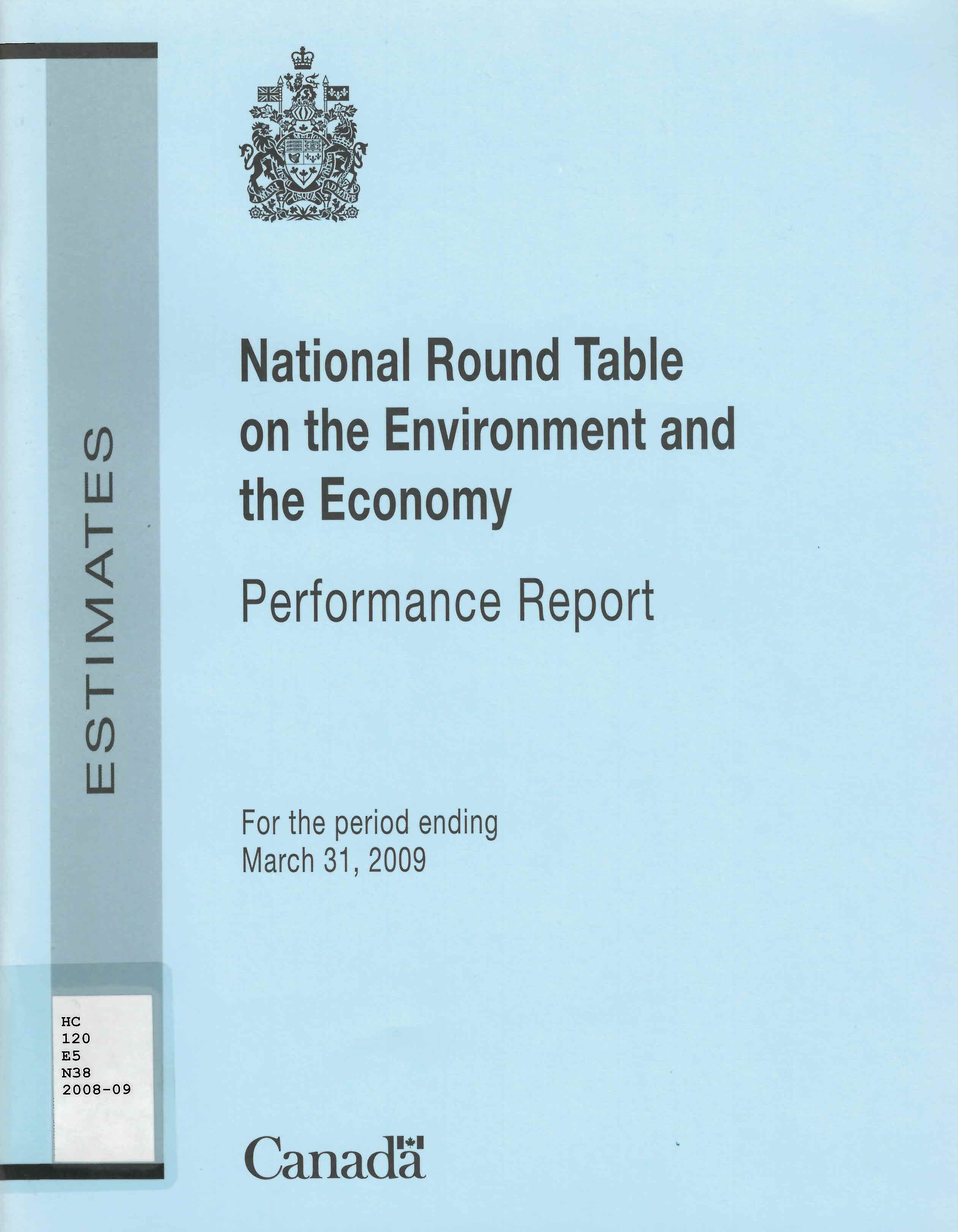 National Round Table on the Environment and the Economy : departmental performance report