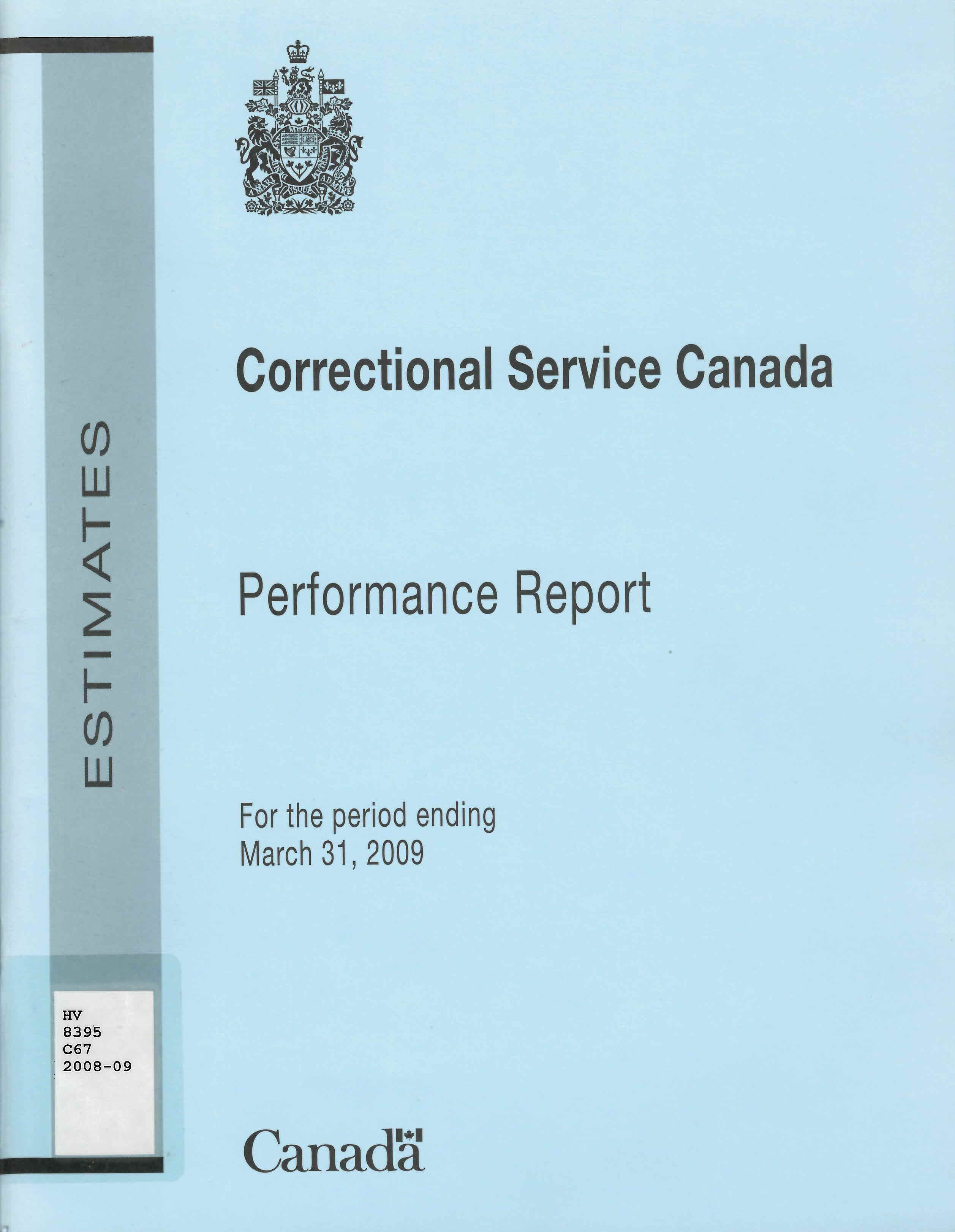 Correctional Service Canada : departmental performance report