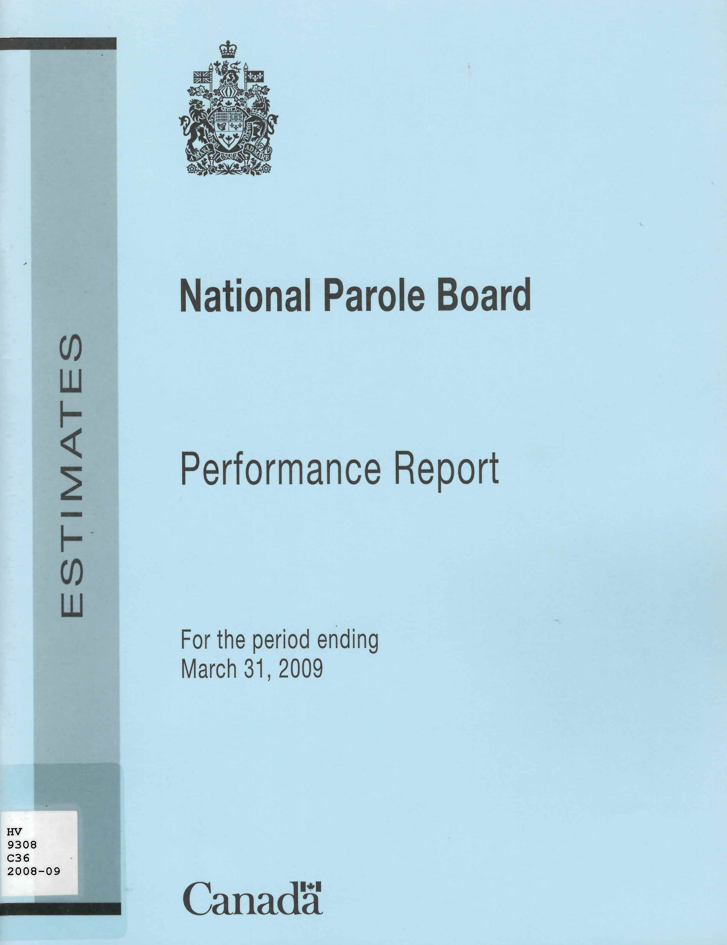 National Parole Board : departmental performance report