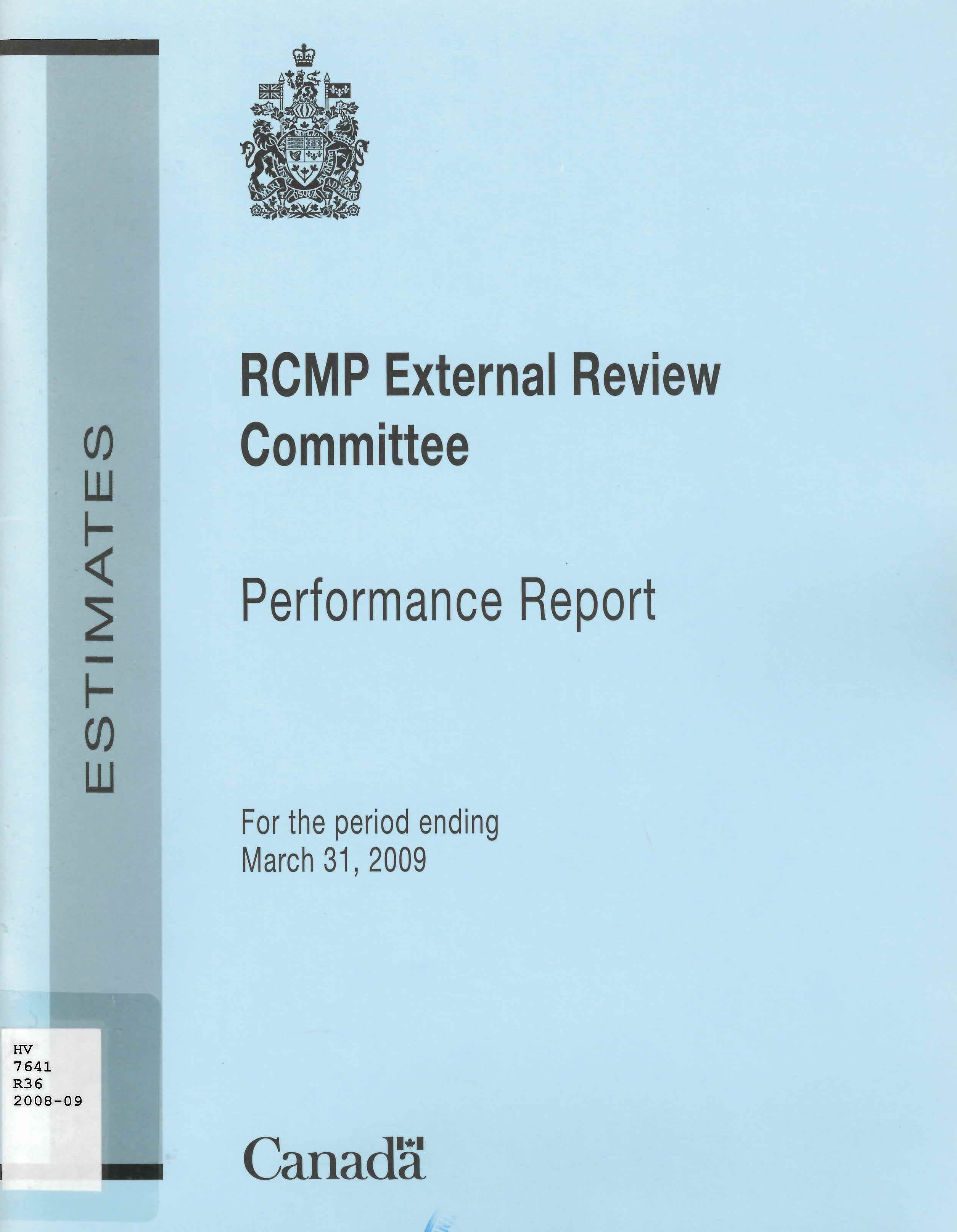 RCMP External Review Committee : departmental performance report