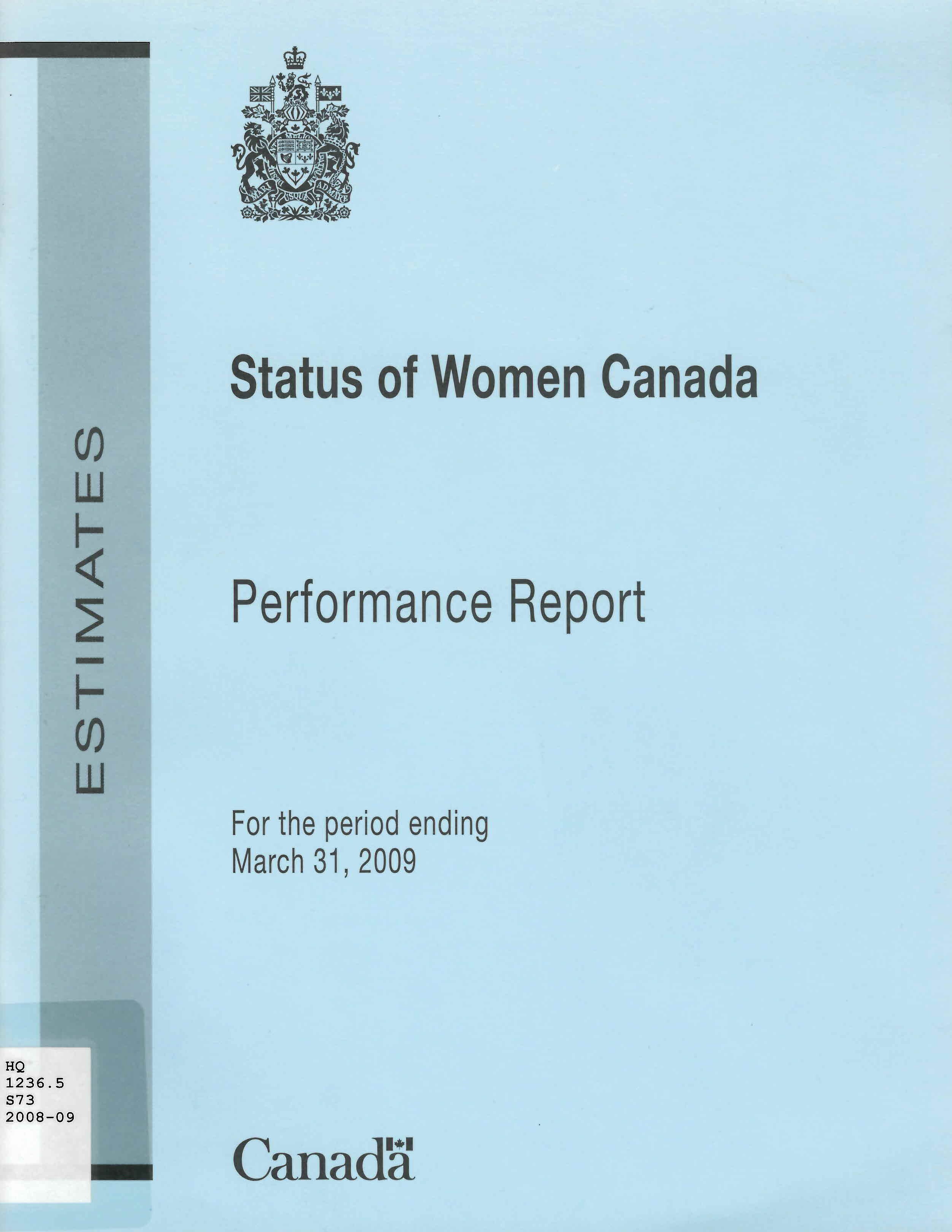 Status of Women Canada  : departmental performance report