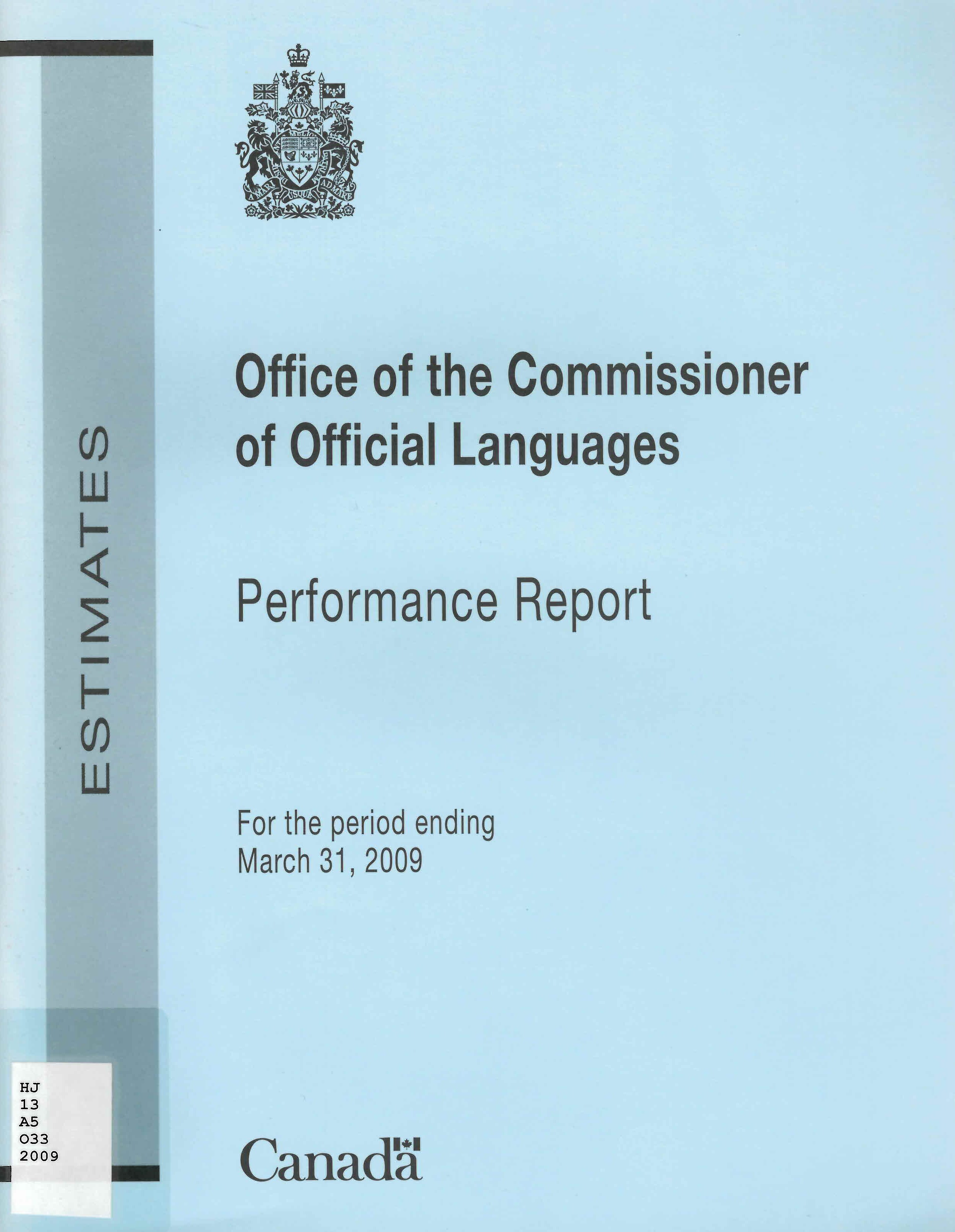 Office of the Commissioner of Official Languages : performance report