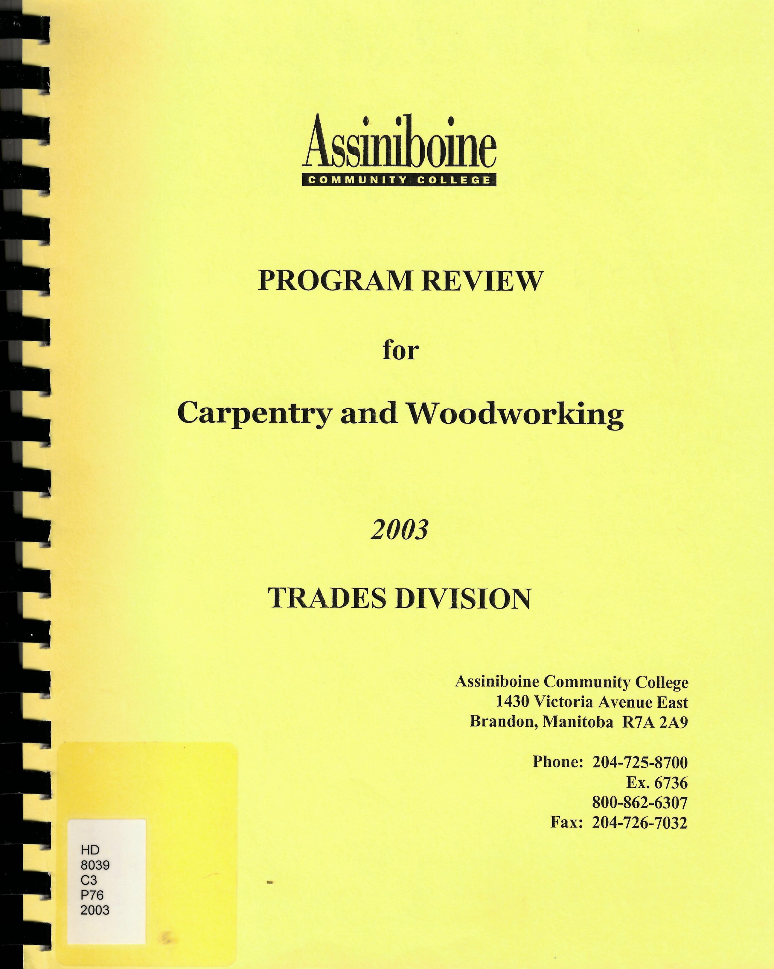 Program review for carpentry and woodworking