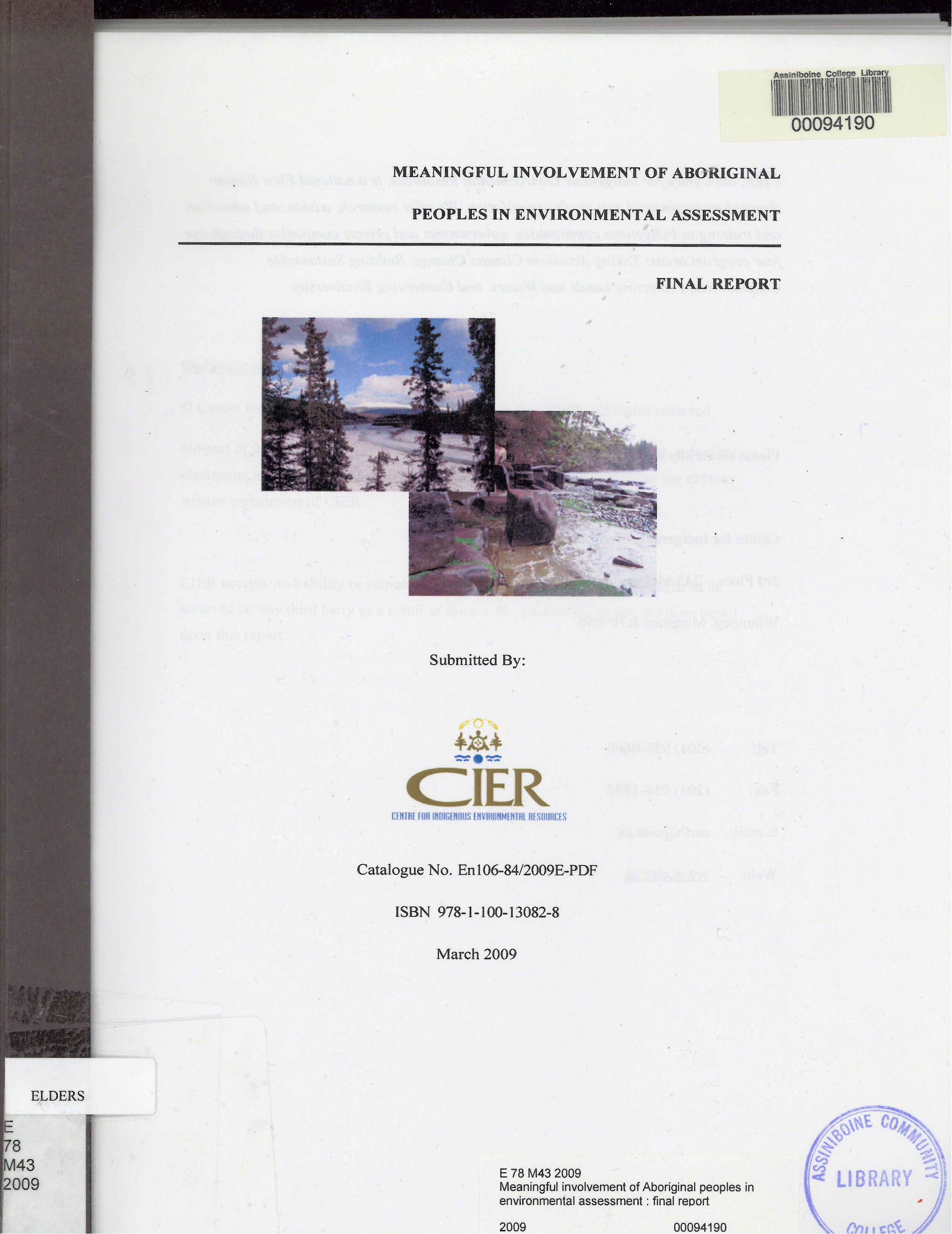 Meaningful involvement of Aboriginal peoples in environmental assessment : final report