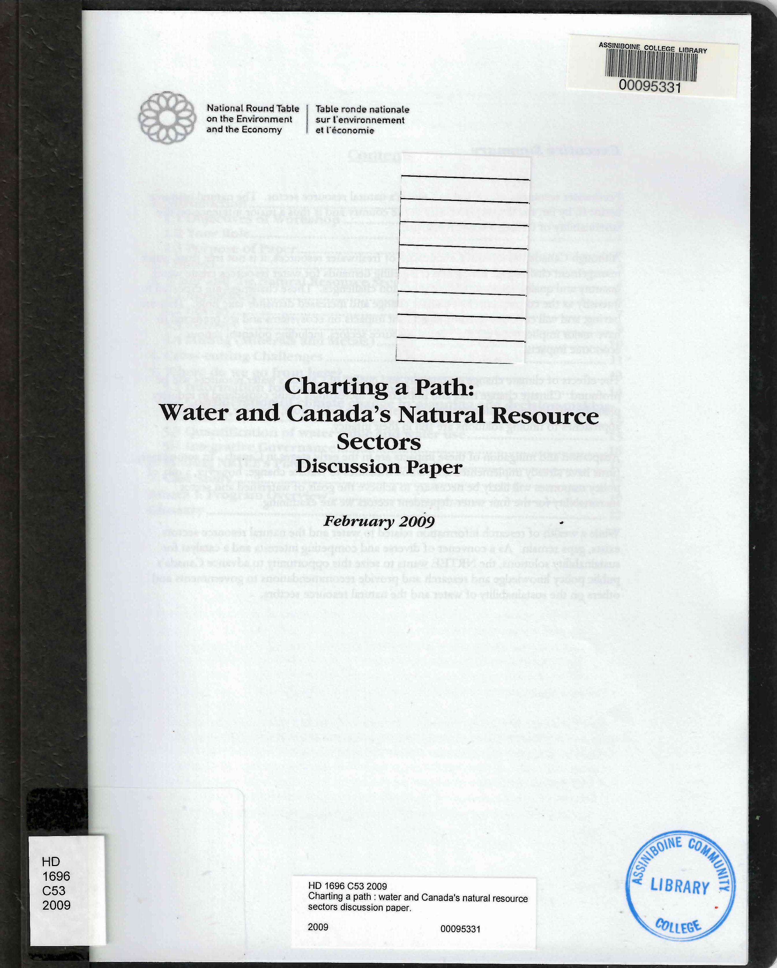 Charting a path : water and Canada's natural resource sectors discussion paper
