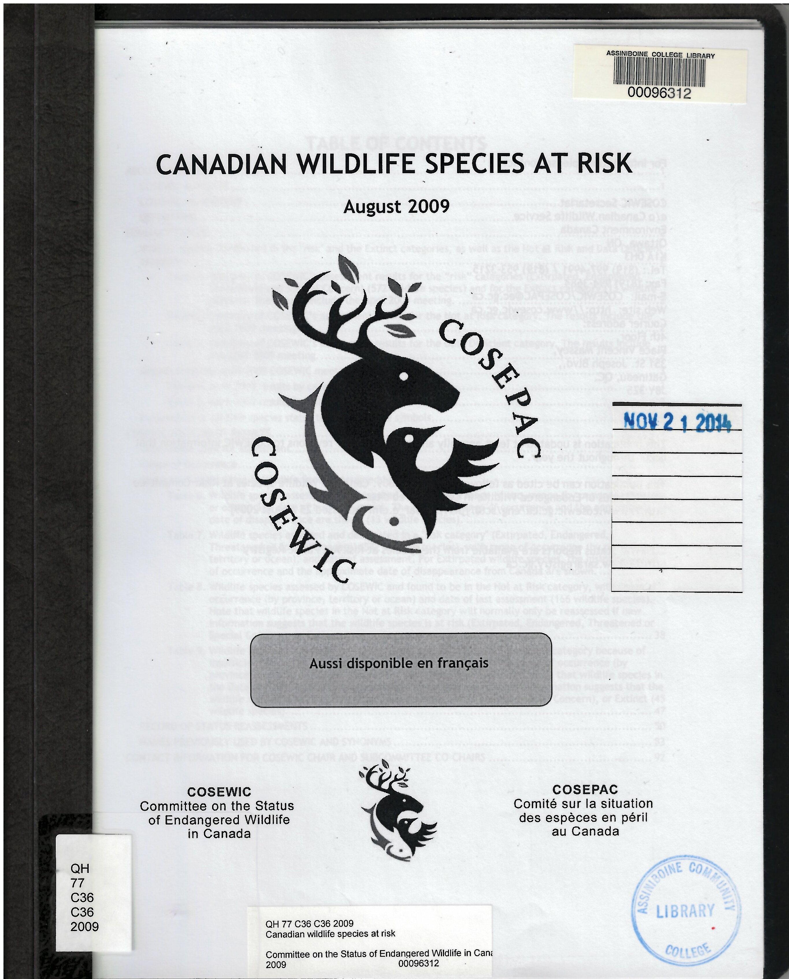 Canadian wildlife species at risk