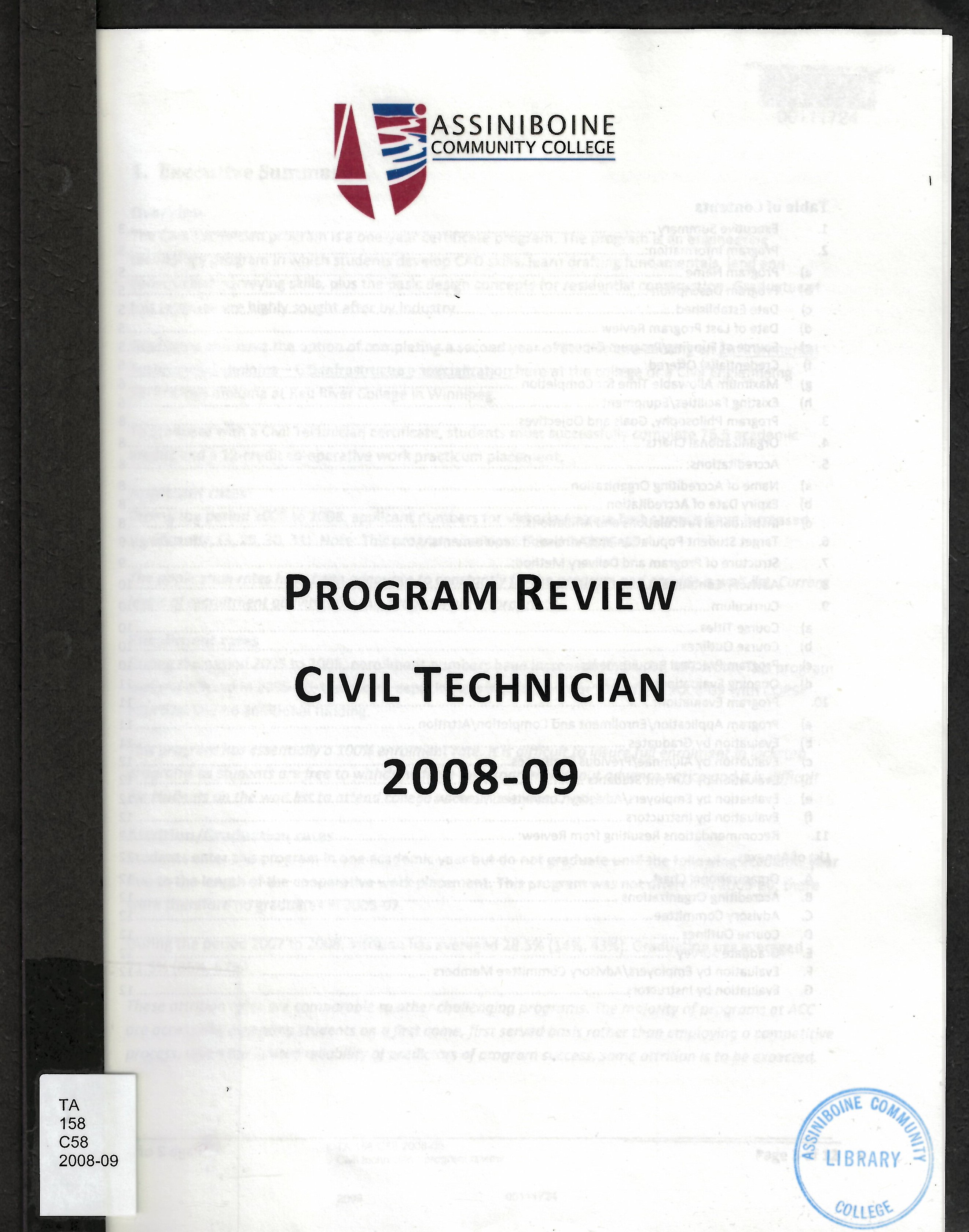 Civil technician : program review