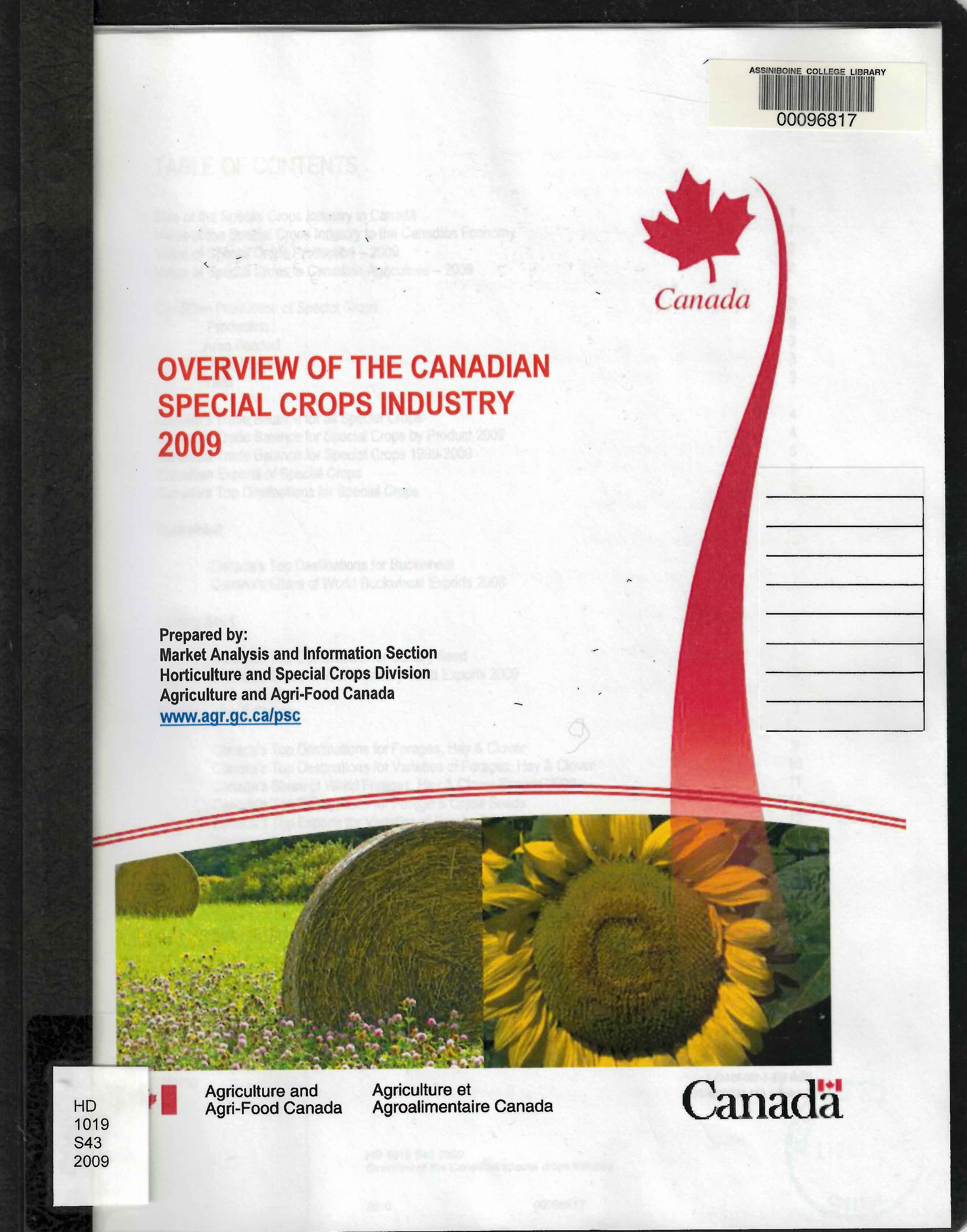 Overview of the Canadian special crops industry