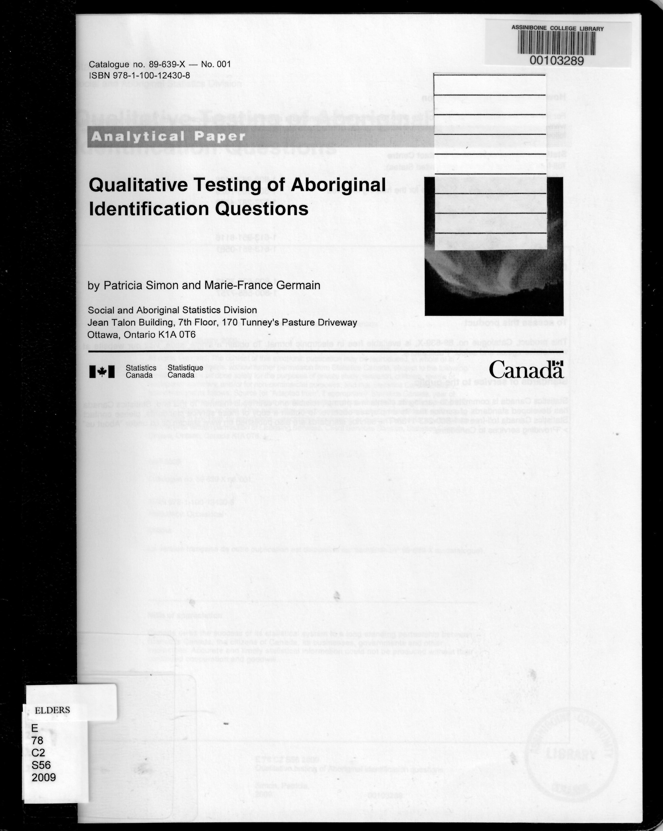 Qualitative testing of Aboriginal identification questions