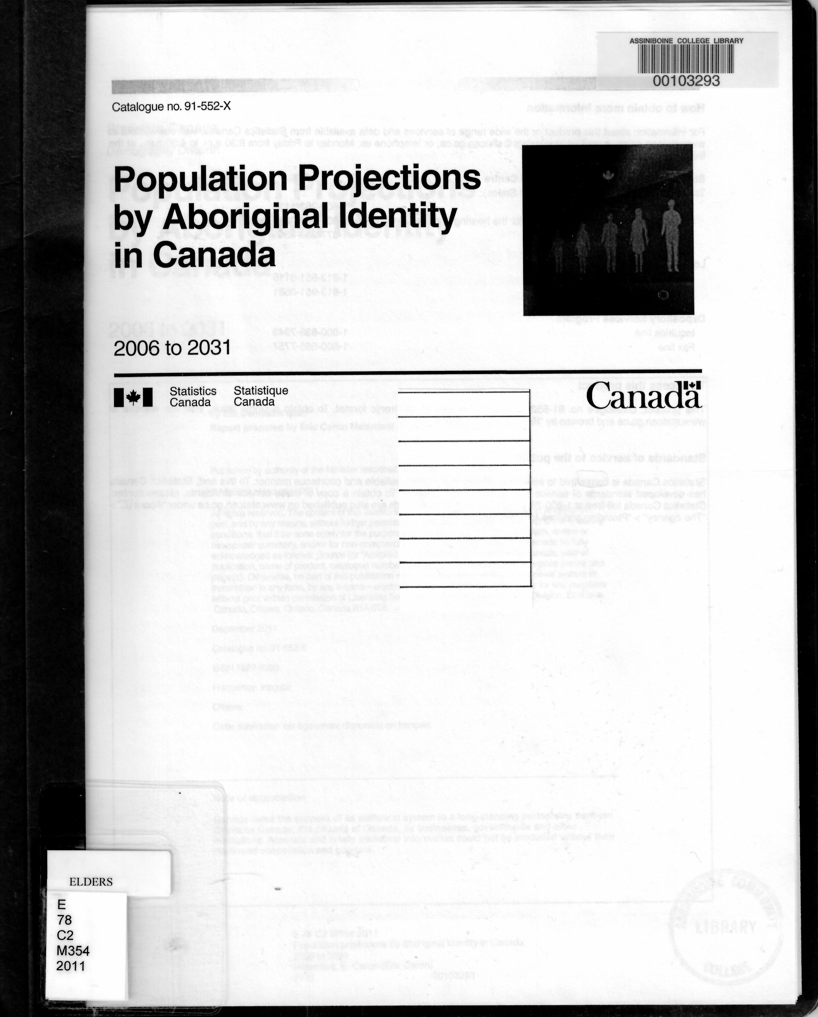 Population projections by aboriginal identity in Canada, 2006 to 2031