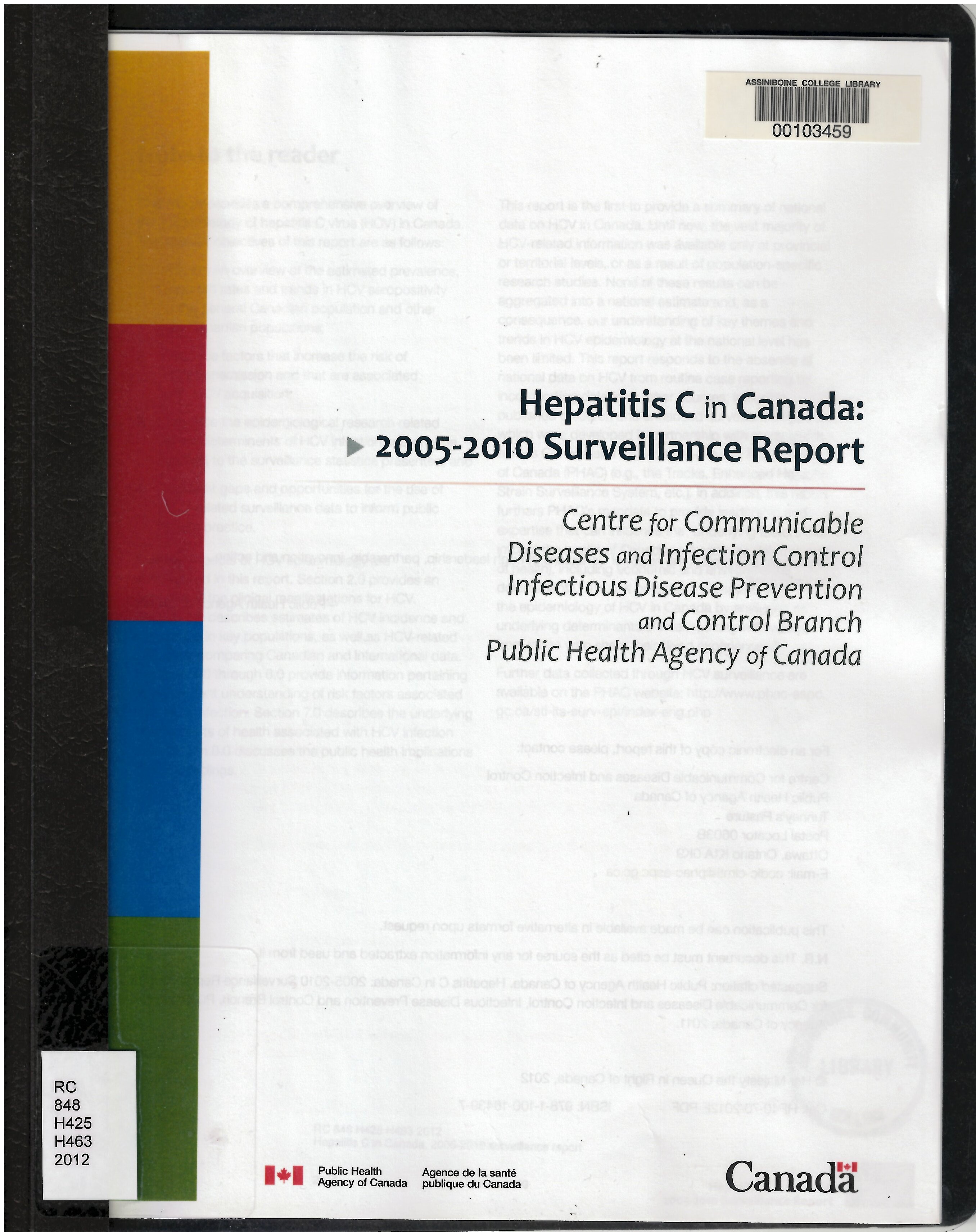 Hepatitis C in Canada, 2005-2010 surveillance report