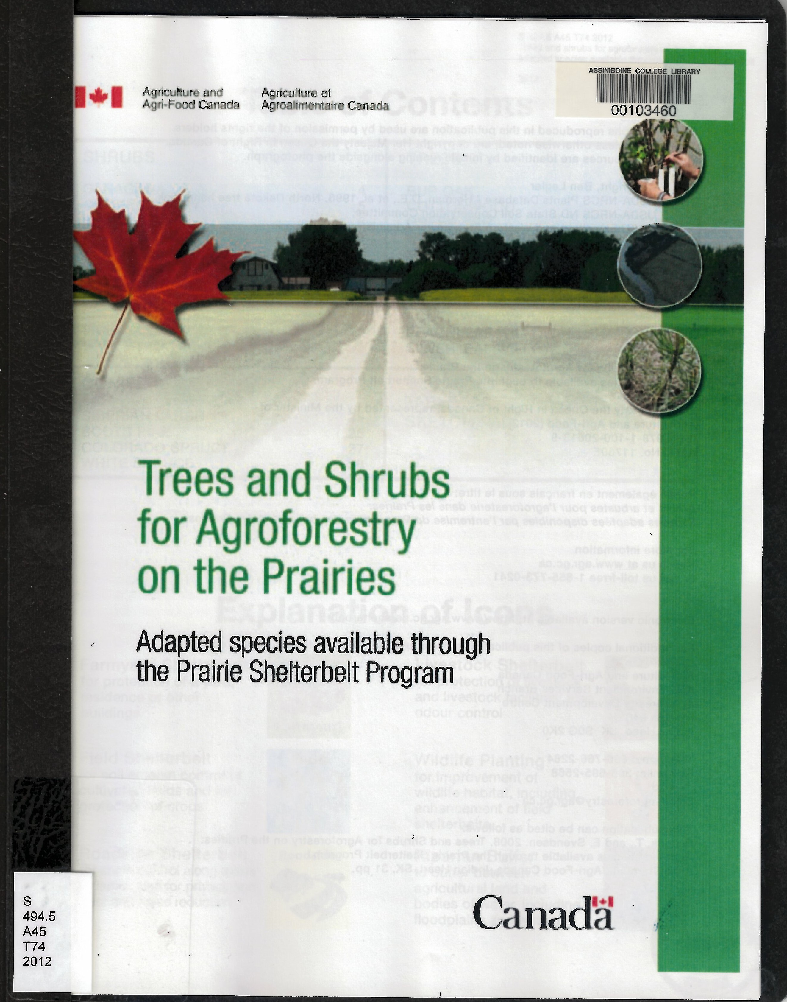 Trees and shrubs for agroforestry on the Prairies : adapted species available through the Prairie Shelterbelt Program